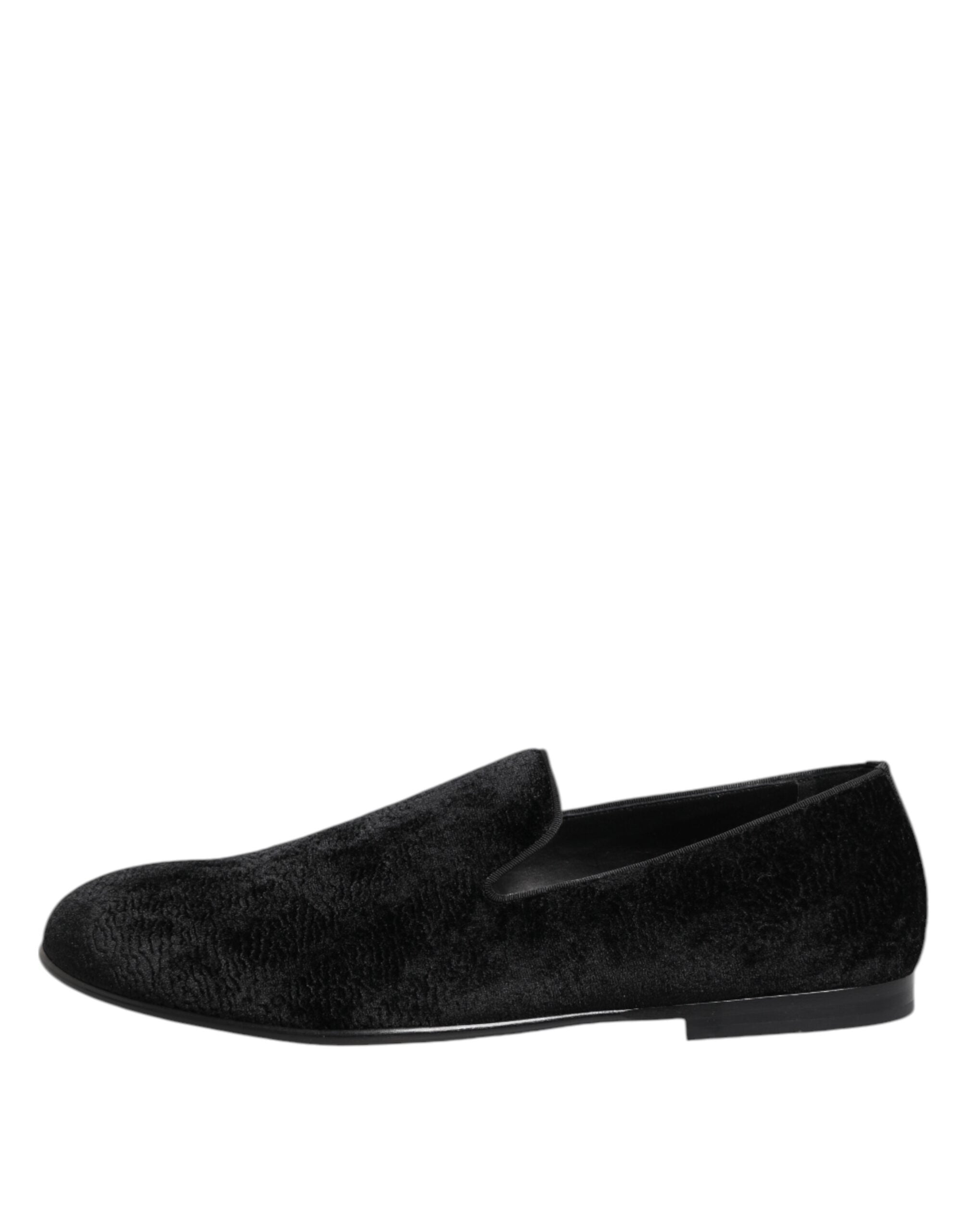 Dolce & Gabbana Black Jacquard Loafers Formal Men Dress Shoes - ACCEXO