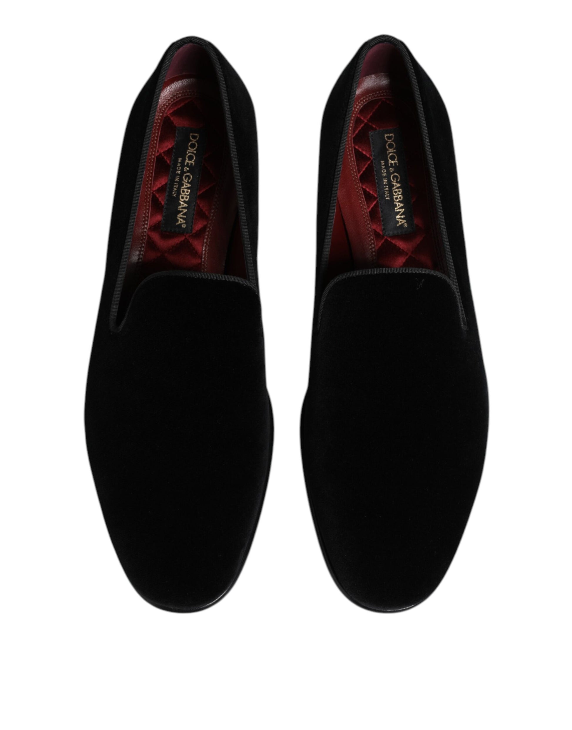 Dolce & Gabbana Black Velvet Slip On Loafers Men Formal Shoes - ACCEXO