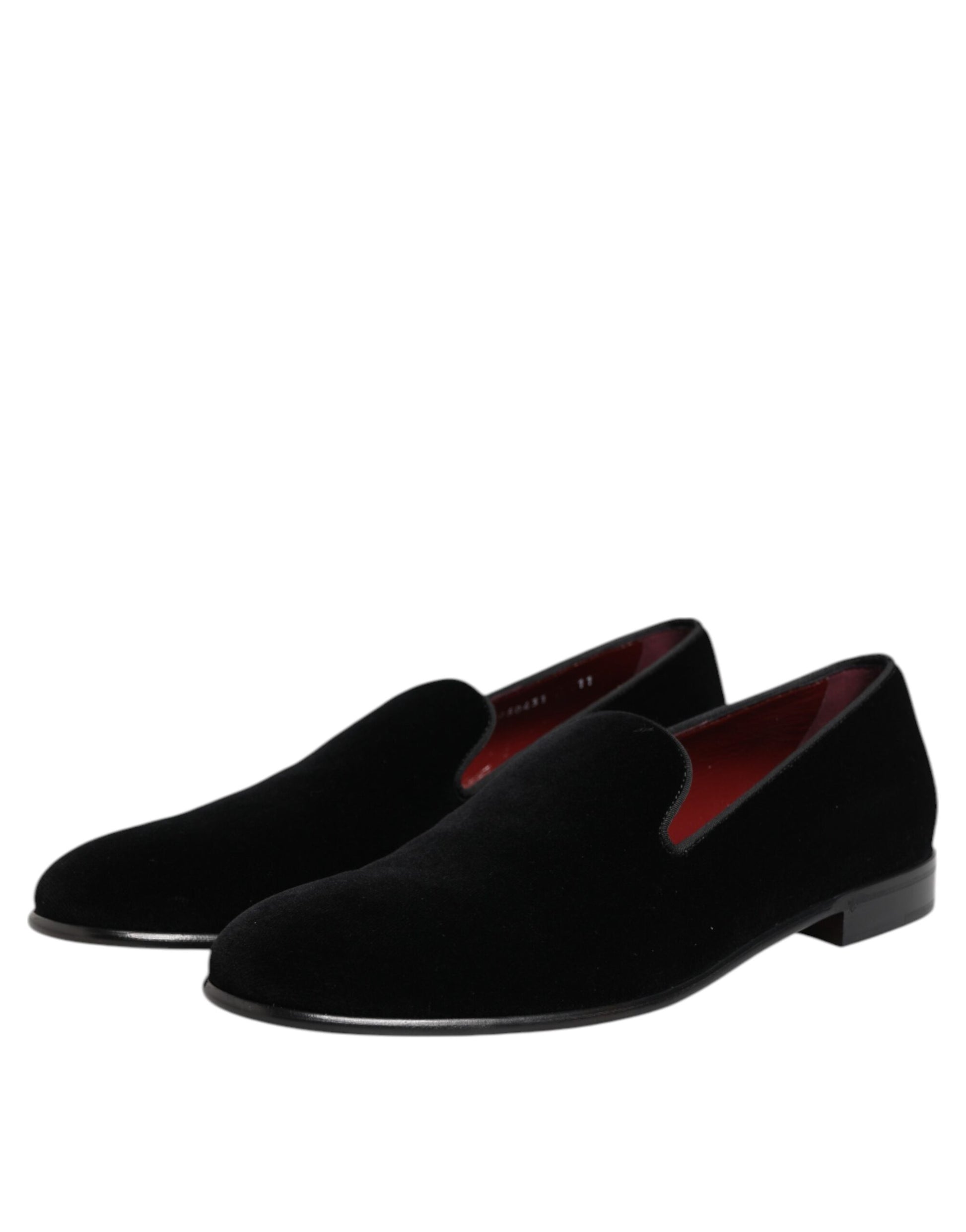 Dolce & Gabbana Black Velvet Slip On Loafers Men Formal Shoes - ACCEXO