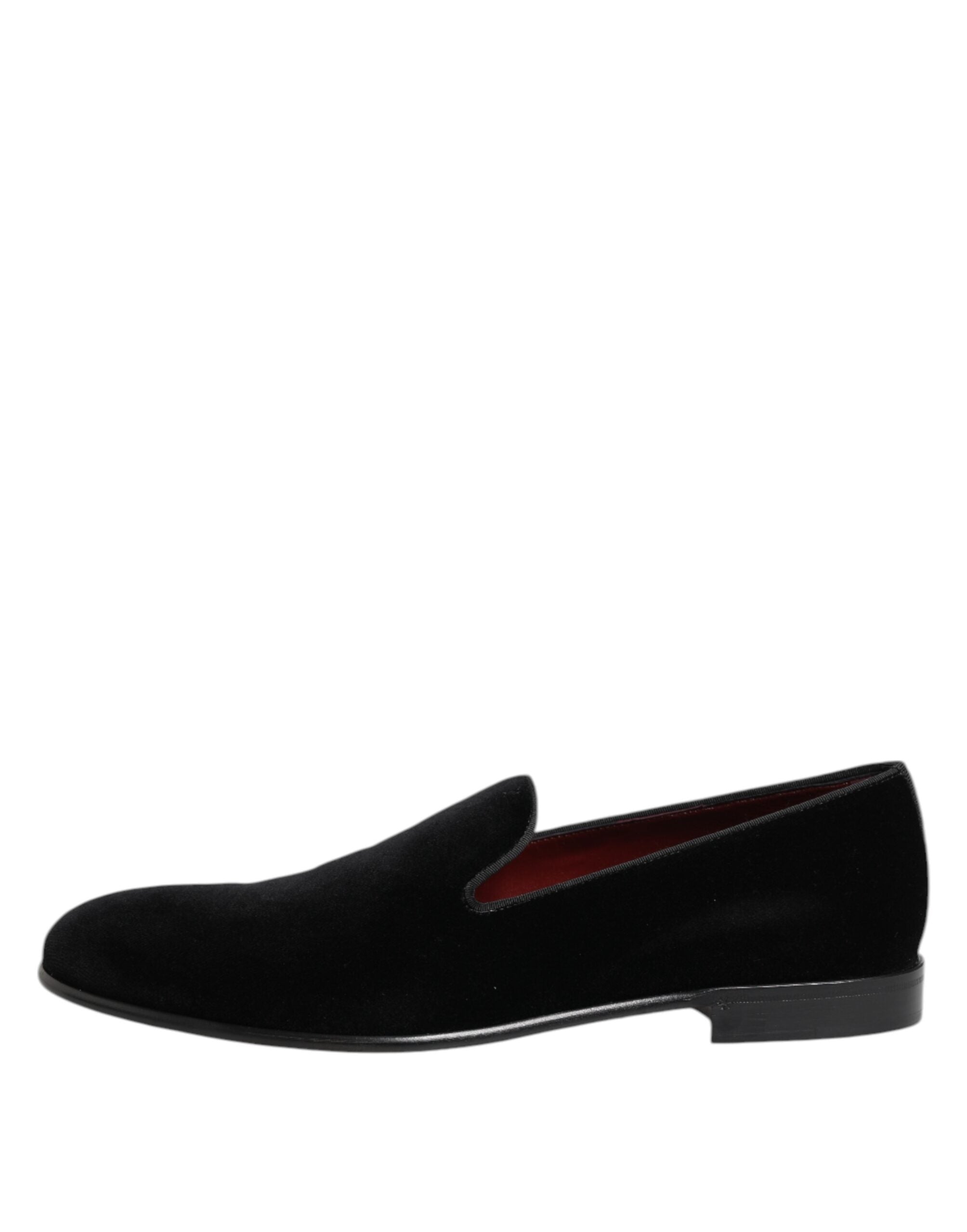 Dolce & Gabbana Black Velvet Slip On Loafers Men Formal Shoes - ACCEXO