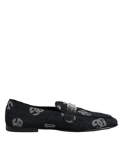 Dolce & Gabbana Blue Logo Cotton Loafers Formal Dress Shoes for Men
