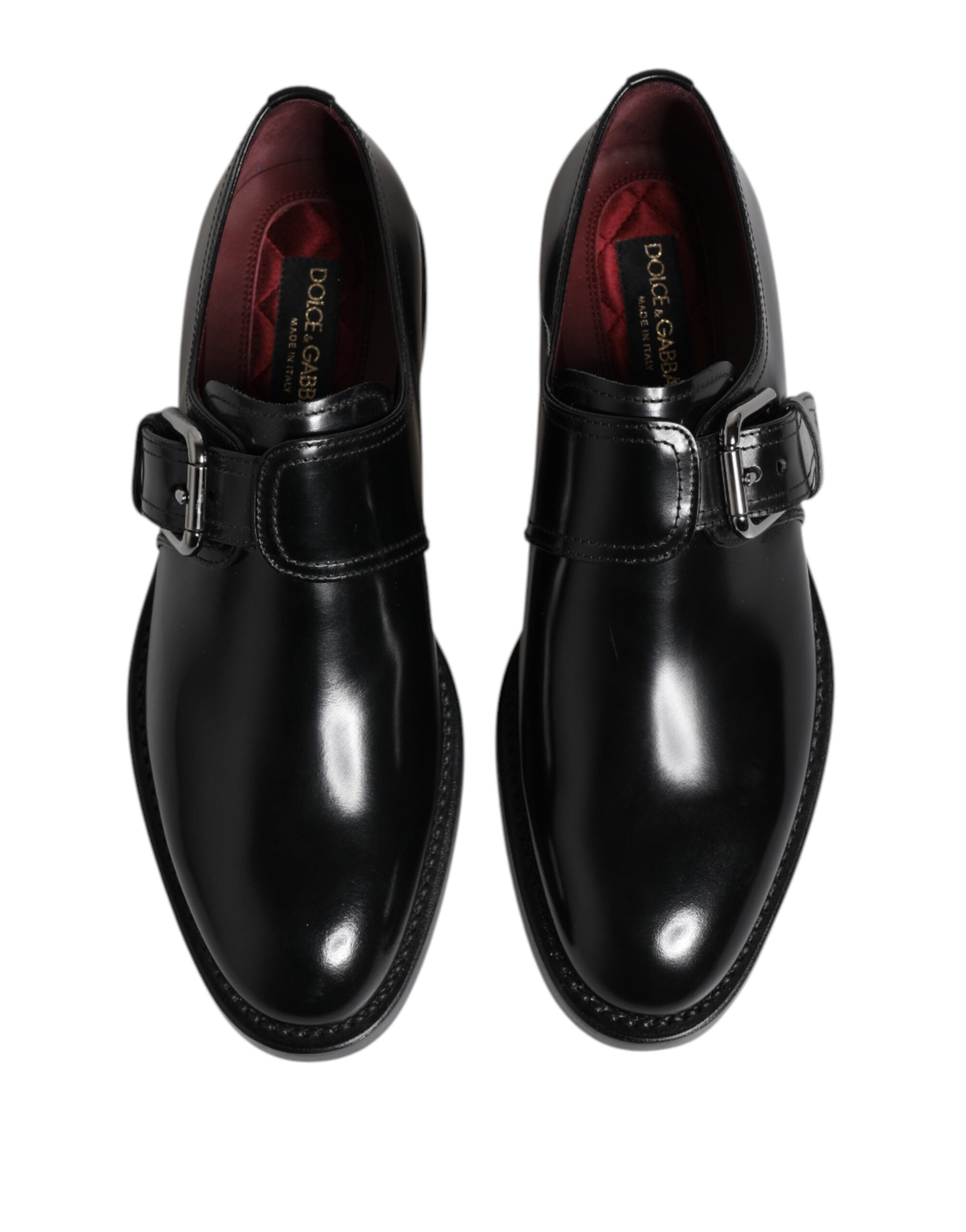 Dolce & Gabbana Black Leather Monk Strap Derby Formal Shoes - ACCEXO