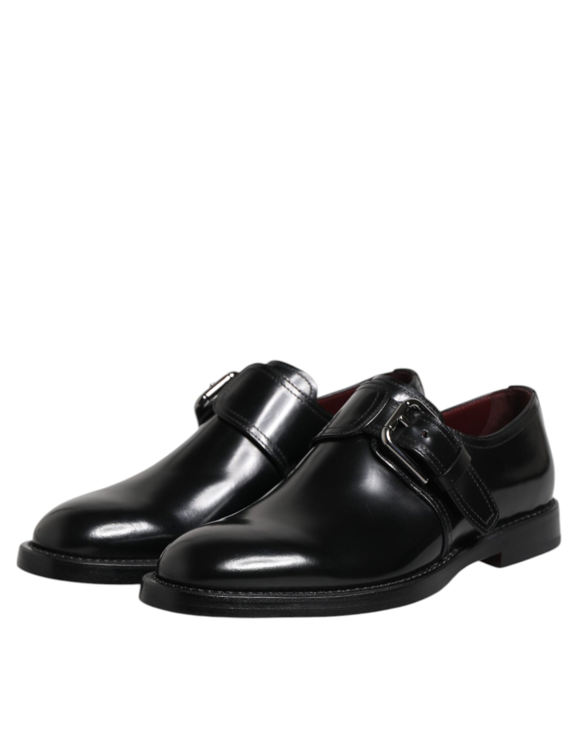Dolce & Gabbana Black Leather Monk Strap Derby Formal Shoes - ACCEXO