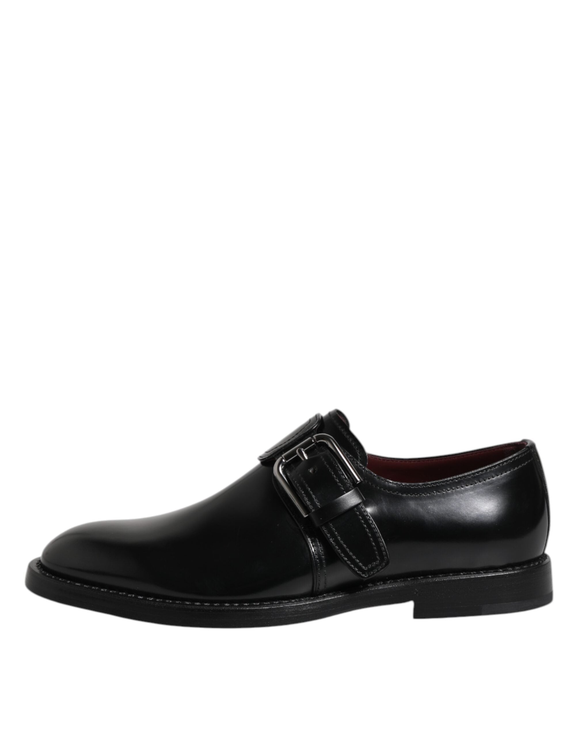 Dolce & Gabbana Black Leather Monk Strap Derby Formal Shoes - ACCEXO