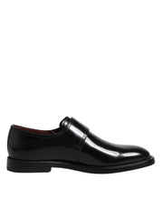 Dolce & Gabbana Black Leather Monk Strap Derby Formal Shoes for Men
