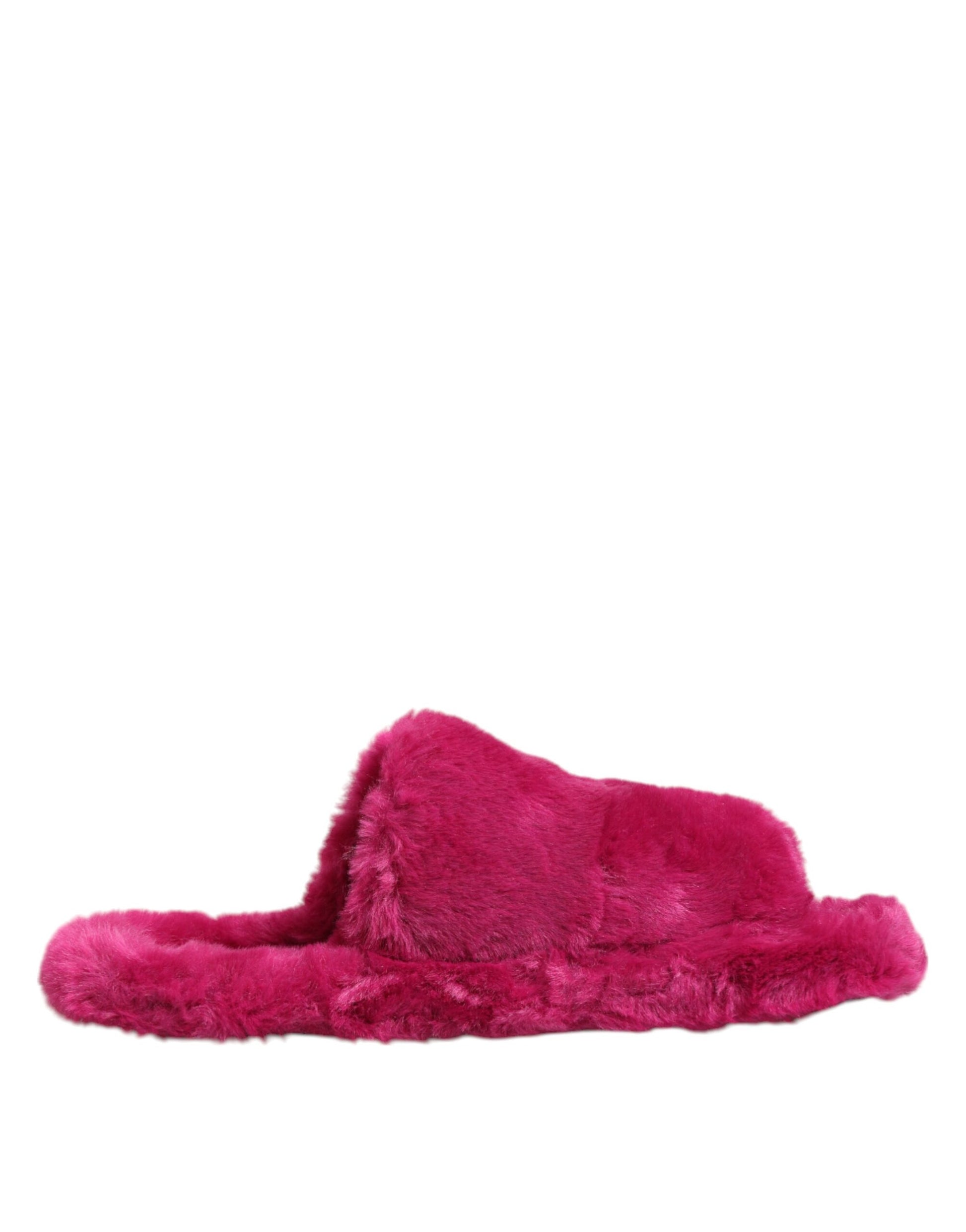 Dolce & Gabbana Pink Acrylic Faux Fur Mens Flats Sandals Shoes - ACCEXO