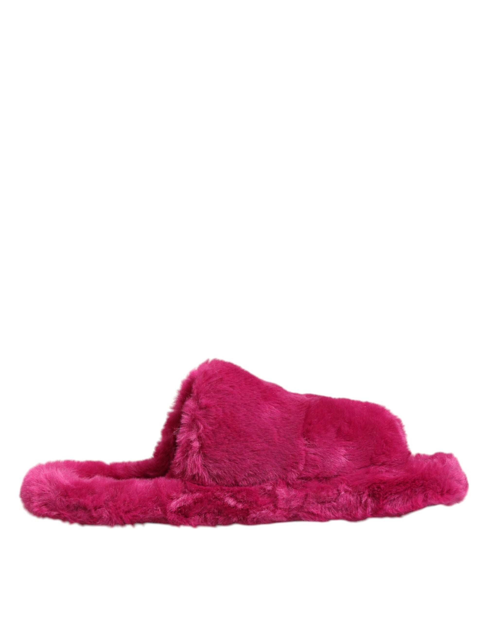 Dolce & Gabbana Pink Acrylic Faux Fur Mens Flats Sandals Shoes - ACCEXO