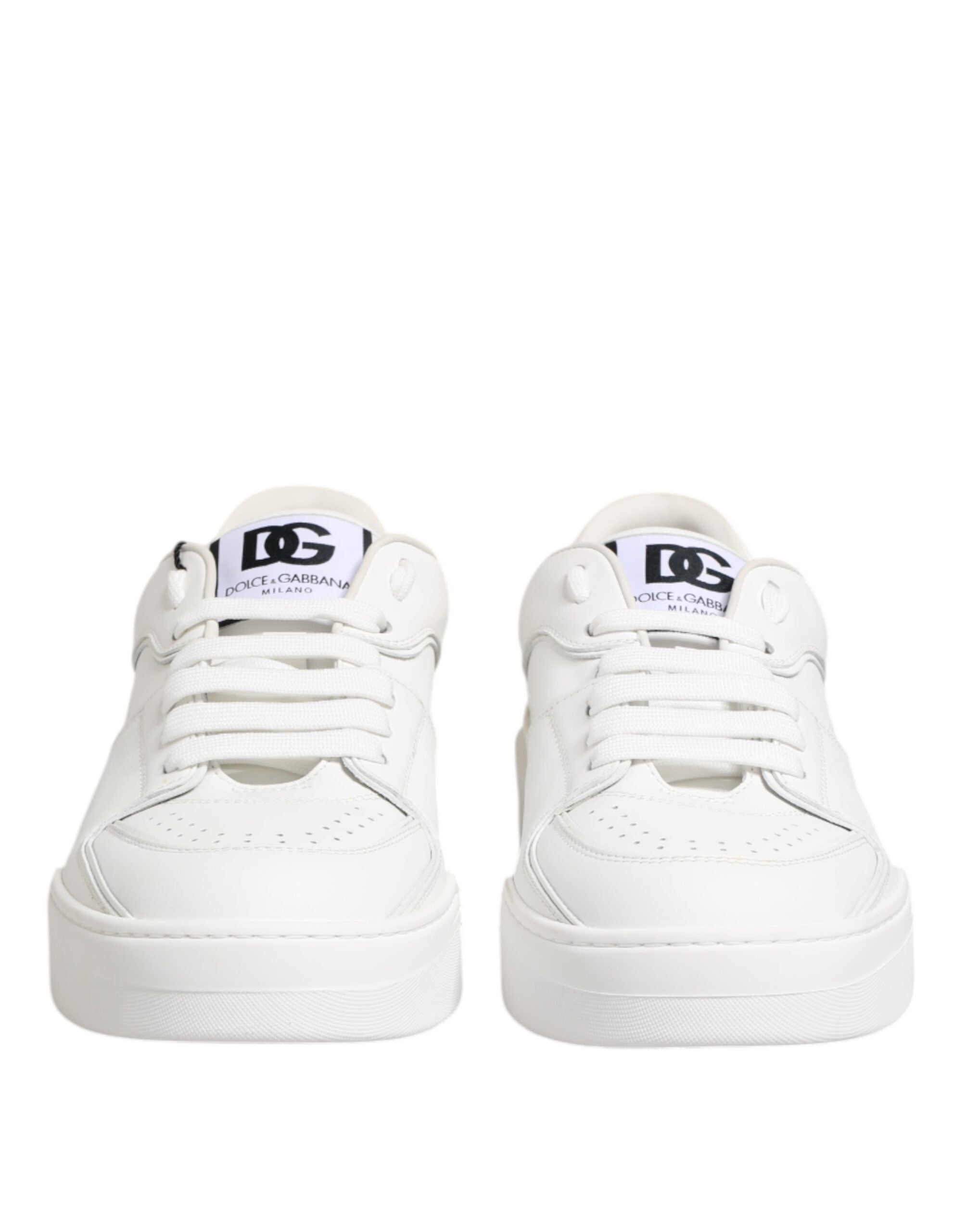 Dolce & Gabbana White Miami Leather Low Top Sneakers Shoes - ACCEXO