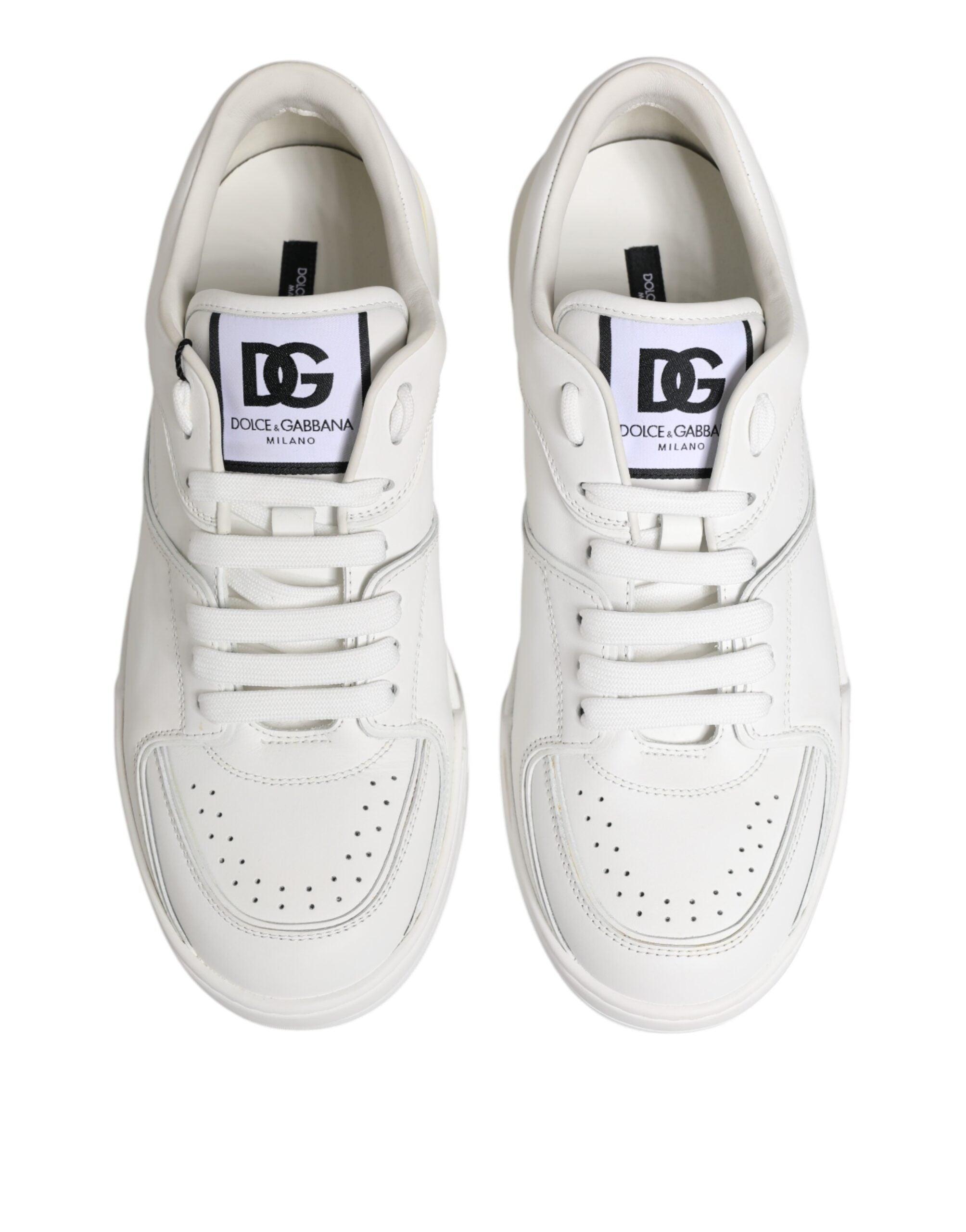 Dolce & Gabbana White Miami Leather Low Top Sneakers Shoes - ACCEXO