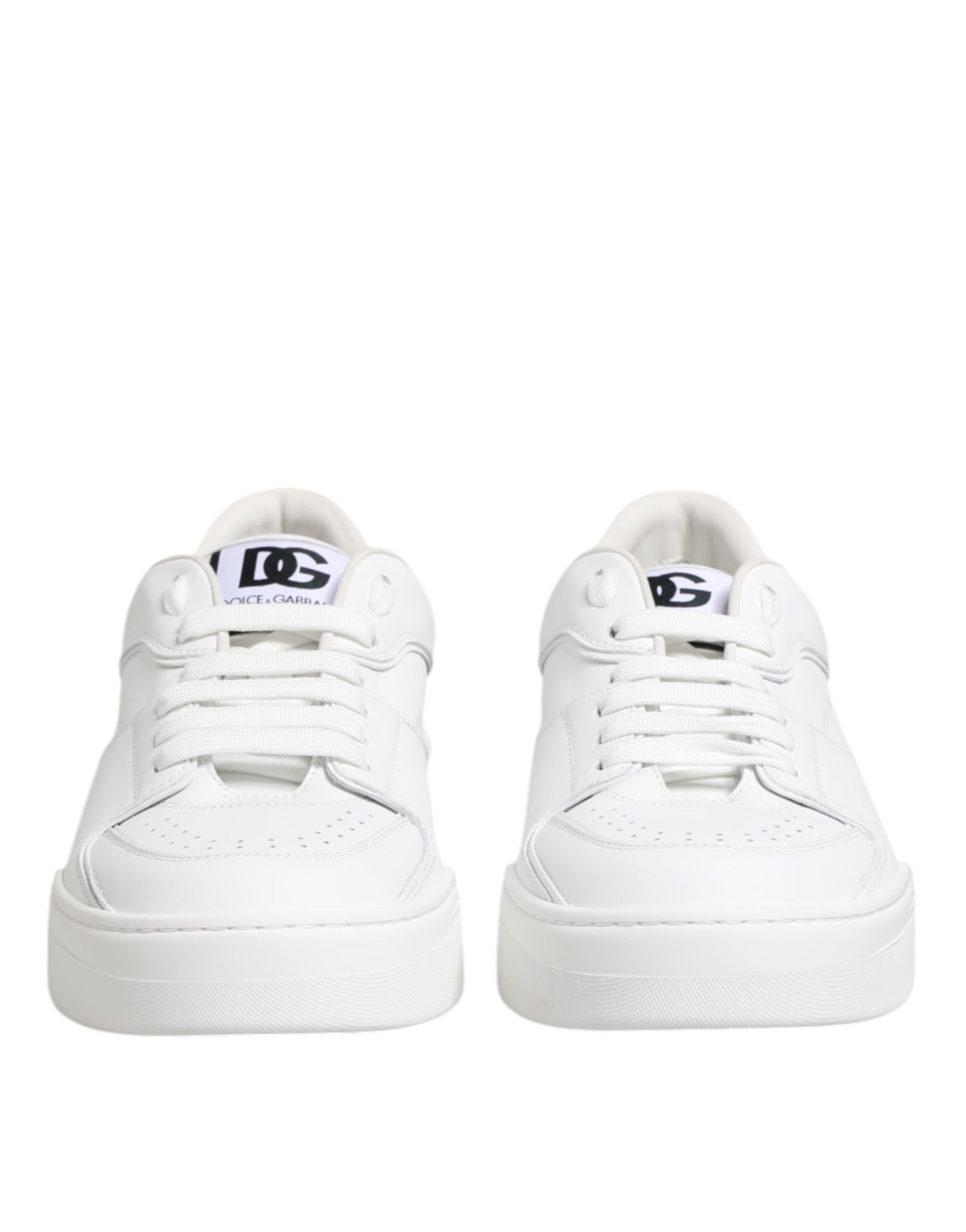 Dolce & Gabbana White Miami Leather Low Top Sneakers Shoes - ACCEXO