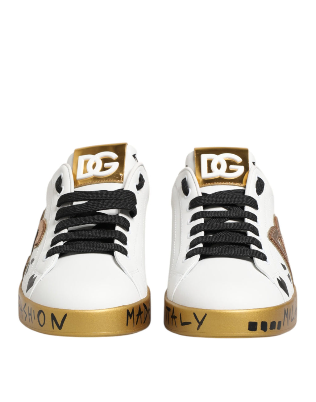 Dolce & Gabbana White Gold Crystal Portofino Sneakers Shoes - ACCEXO