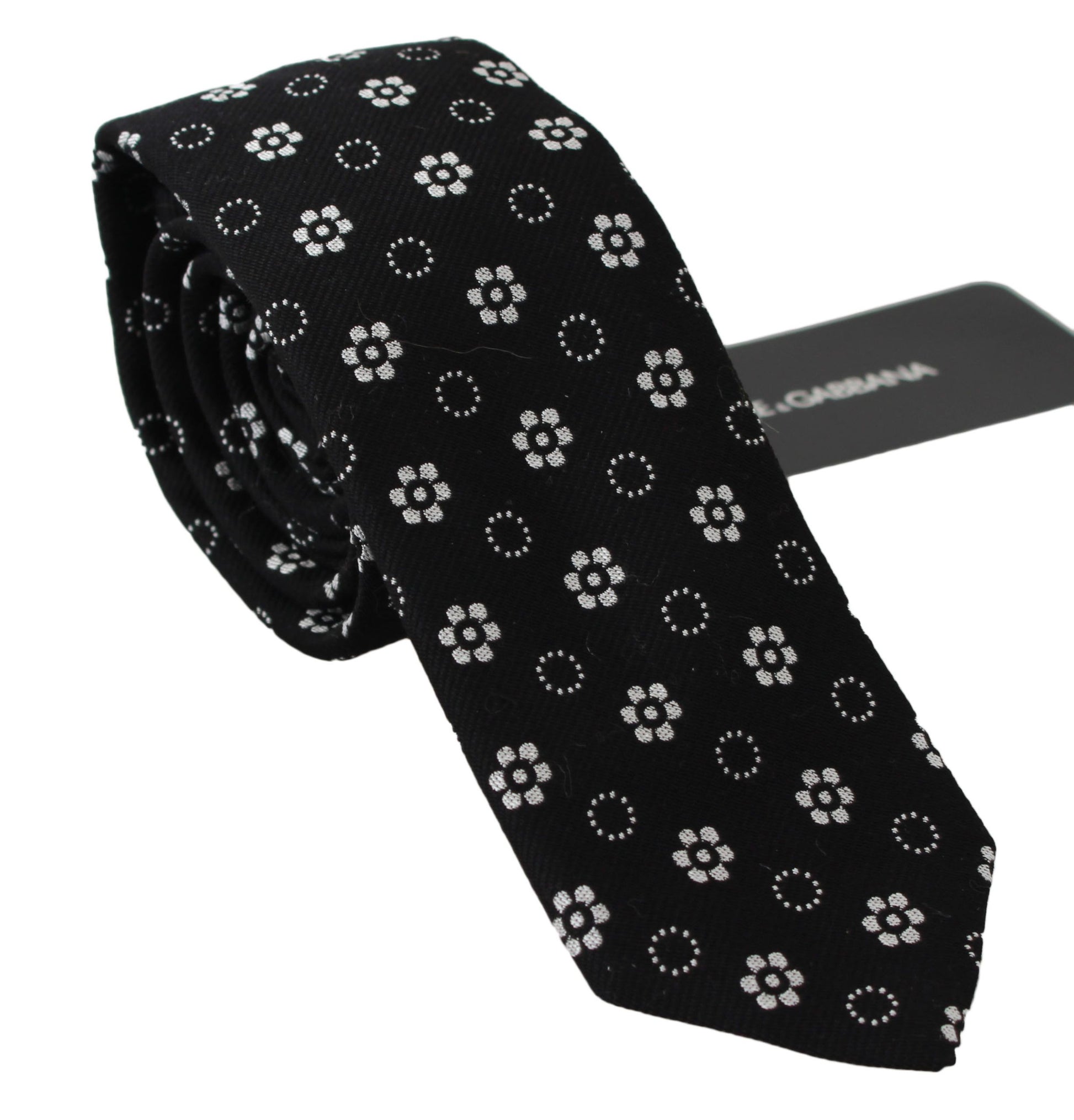 Dolce & Gabbana Elegant Black Floral Silk Necktie - ACCEXO