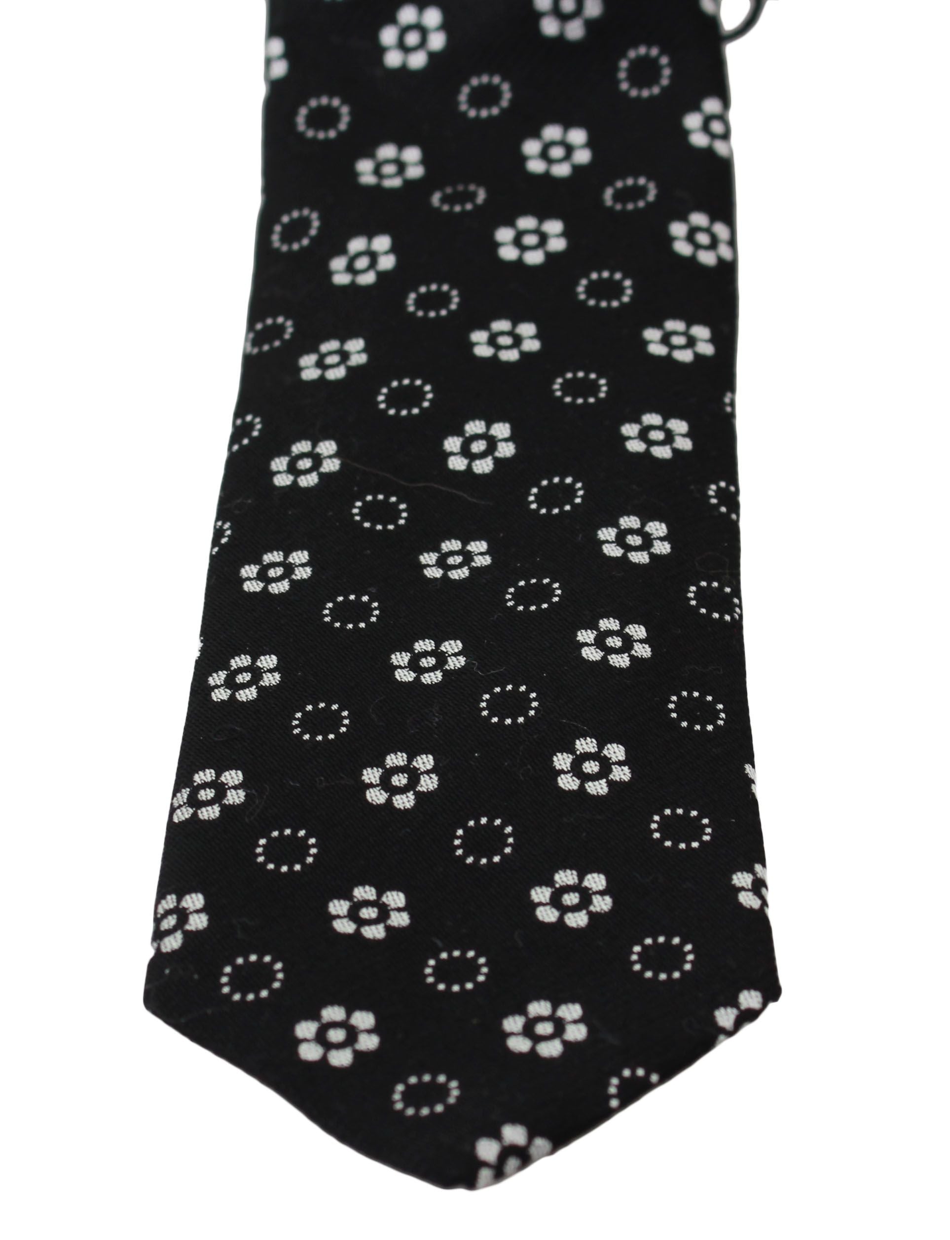Dolce & Gabbana Elegant Black Floral Silk Necktie - ACCEXO