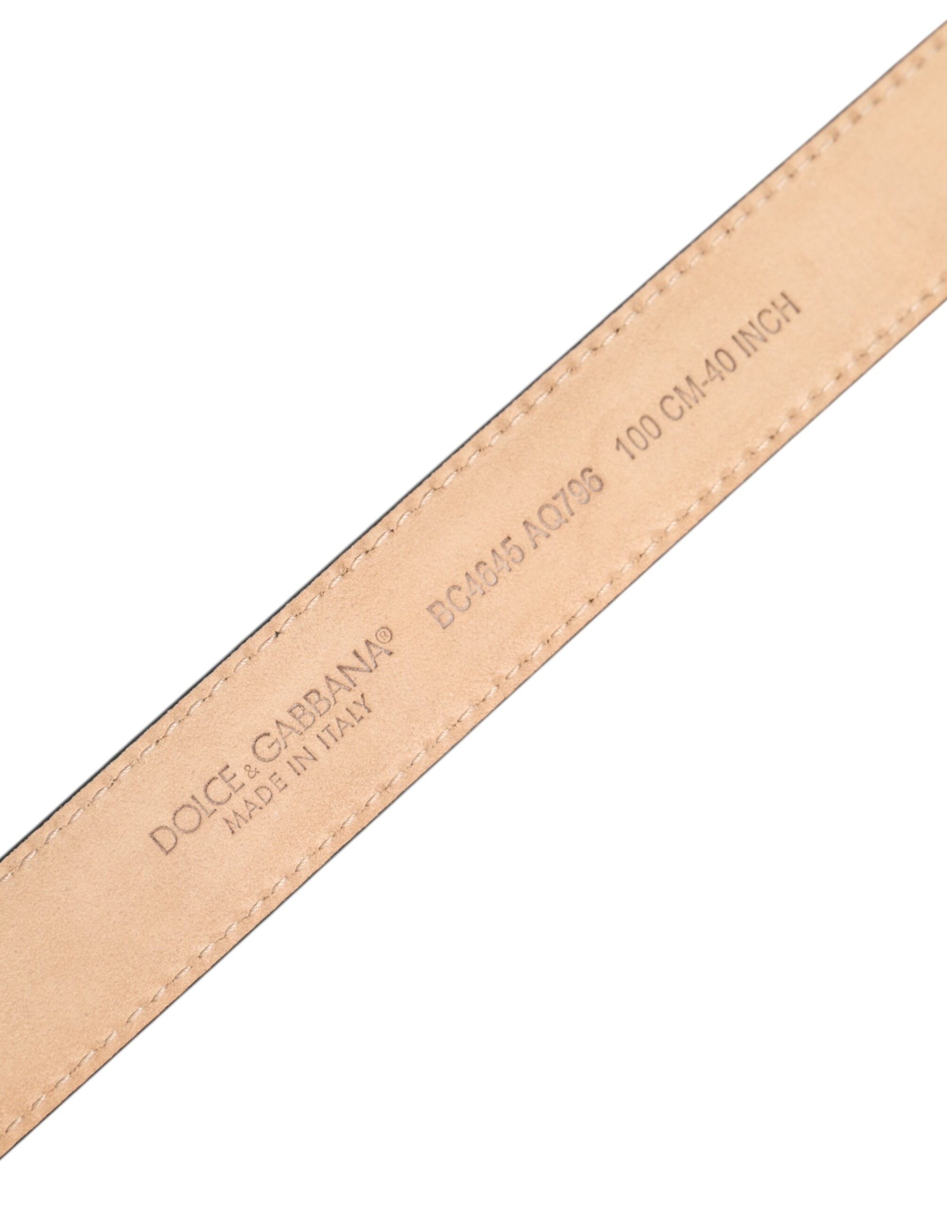Dolce & Gabbana Metallic Leather Silver Tone Logo Buckle Belt - ACCEXO