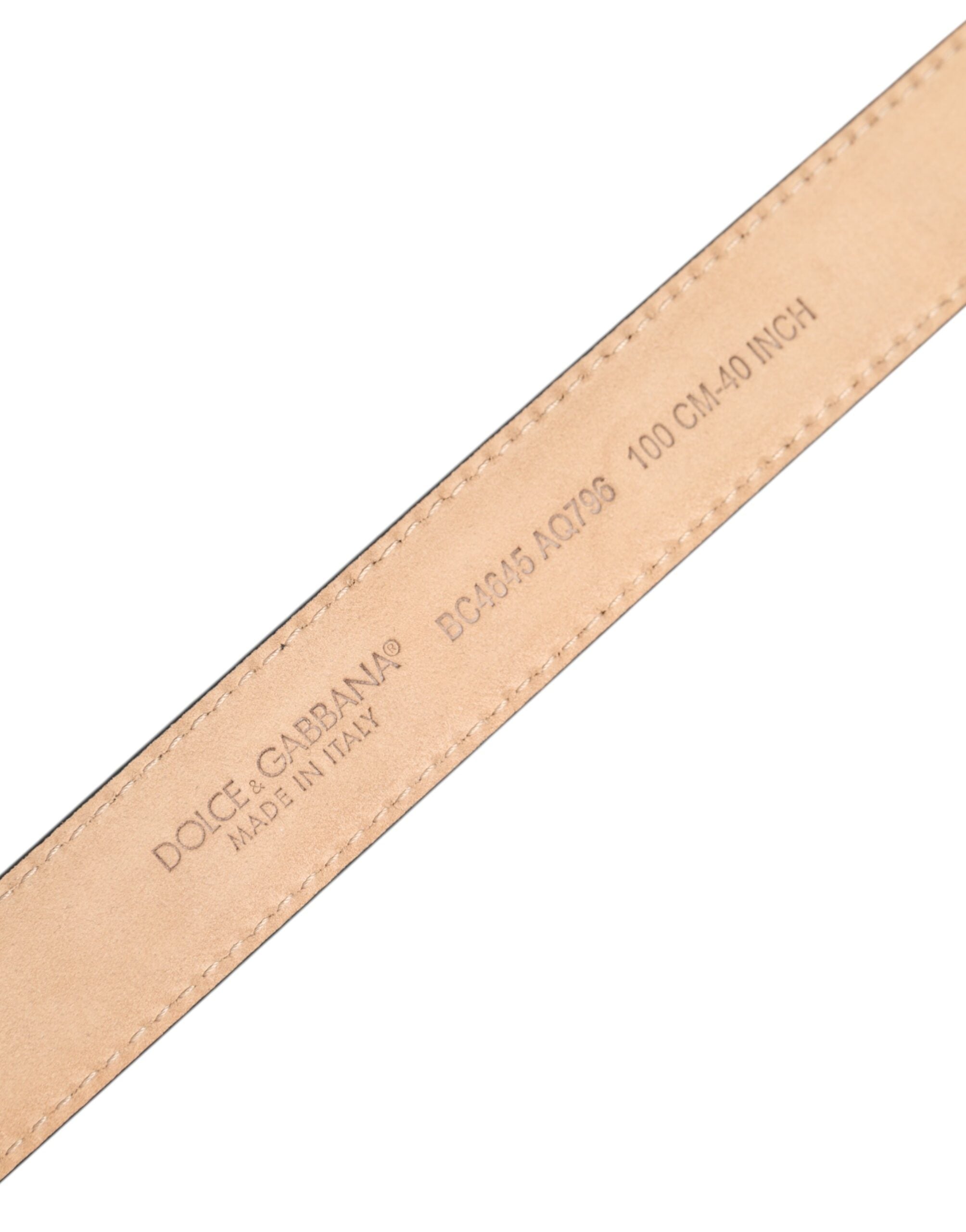 Dolce & Gabbana Metallic Leather Silver Tone Logo Buckle Belt - ACCEXO