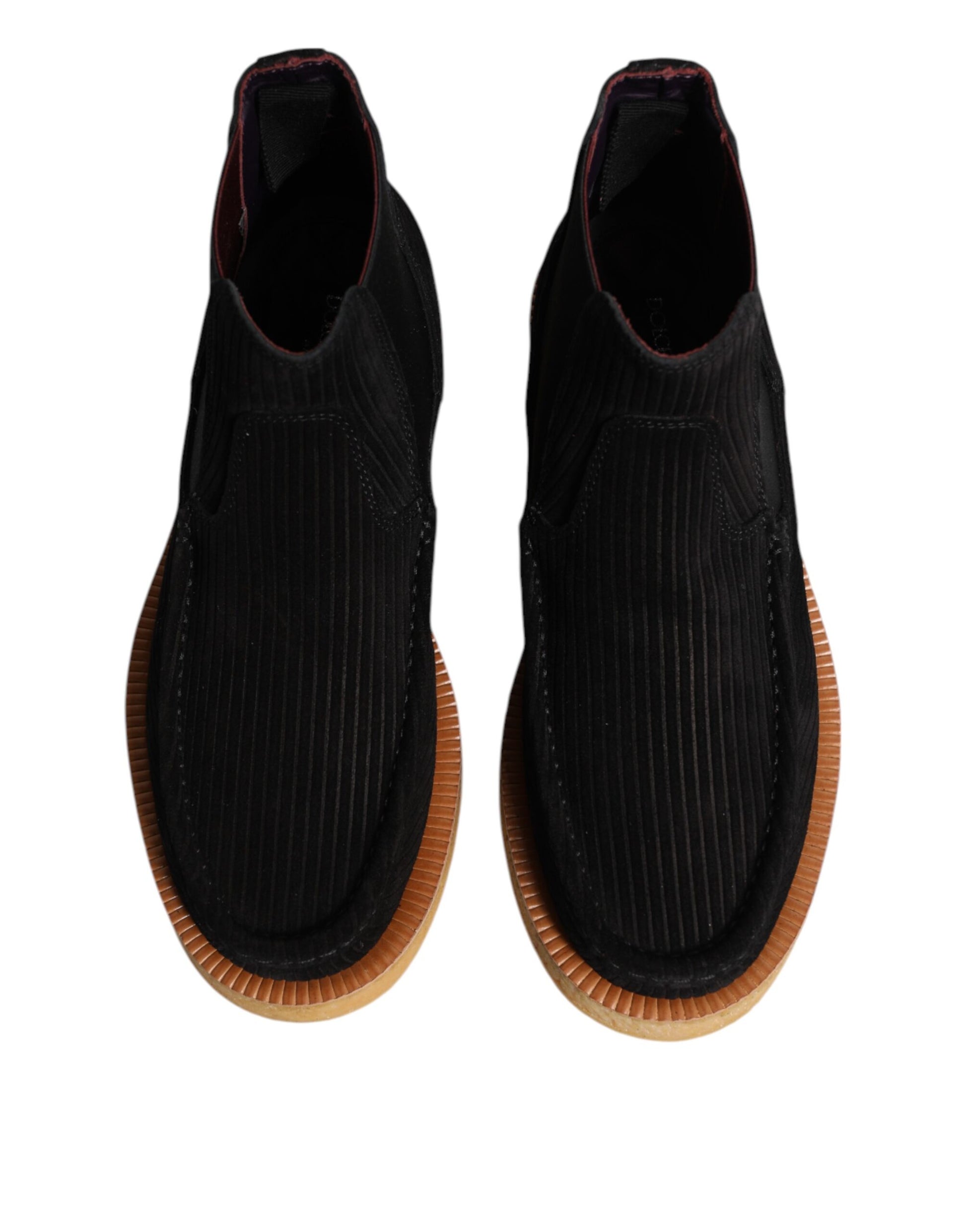 Dolce & Gabbana Black Calf Suede Slip On Ankle Boots Shoes - ACCEXO
