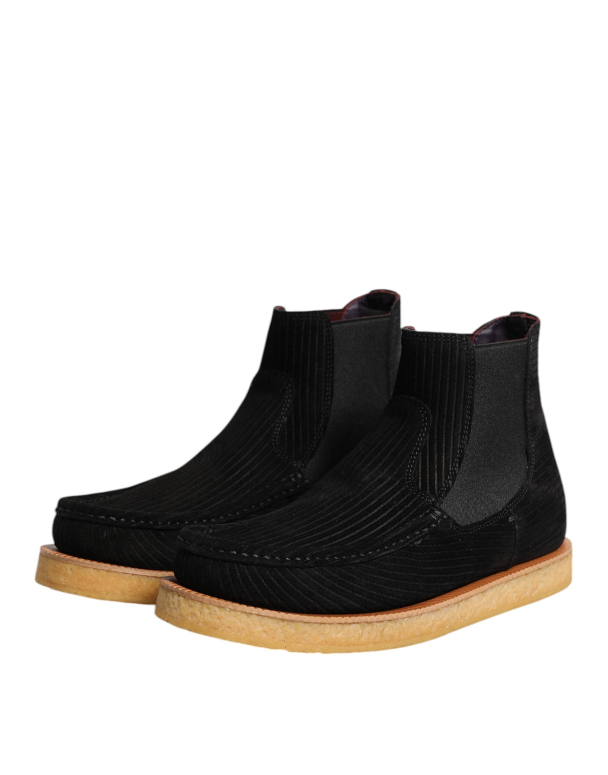 Dolce & Gabbana Black Calf Suede Slip On Ankle Boots Shoes for Men