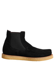 Dolce & Gabbana Black Calf Suede Slip On Ankle Boots Shoes - ACCEXO