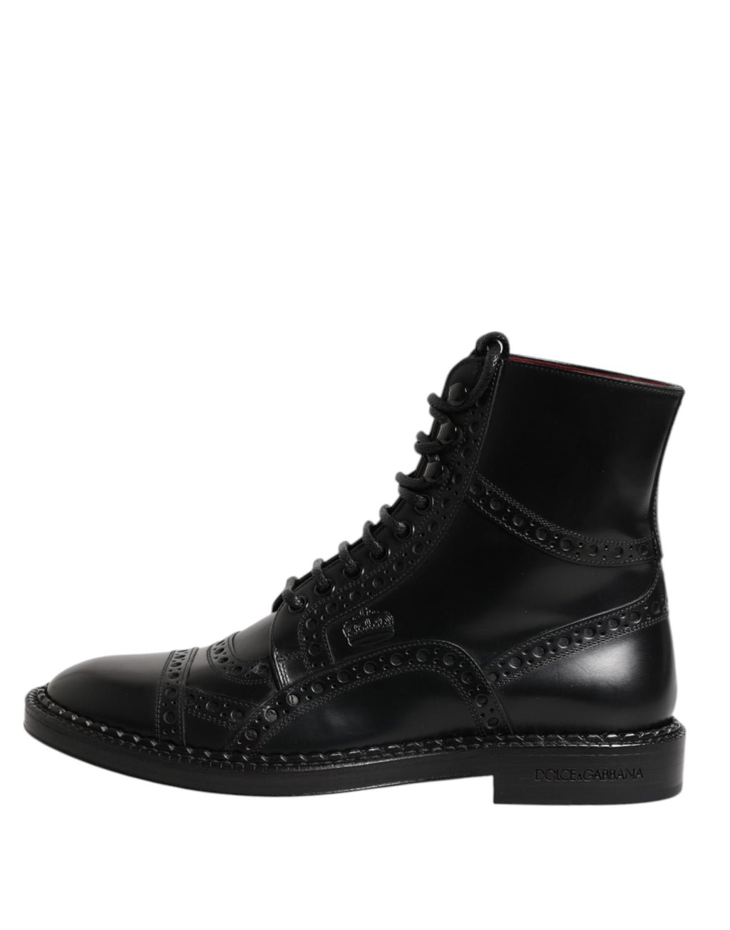 Dolce & Gabbana Black Leather Lace Up Mid Calf Boots Shoes - ACCEXO