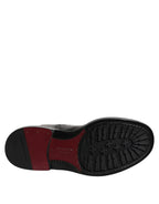 Dolce & Gabbana Black Leather Lace Up Mid Calf Boots Shoes - ACCEXO