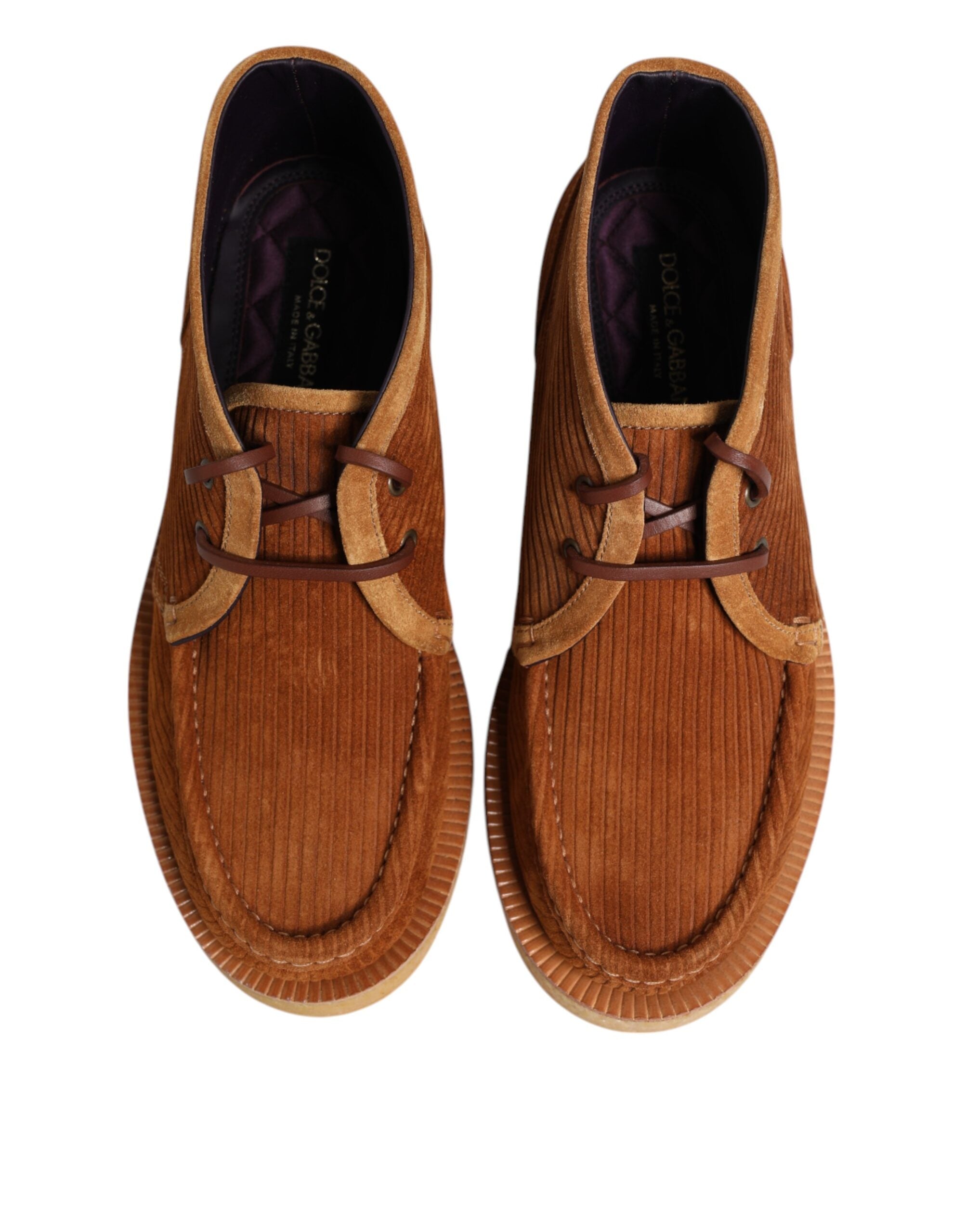 Dolce & Gabbana Brown Suede Nubuck Leather Desert Ankle Boots Shoes - ACCEXO