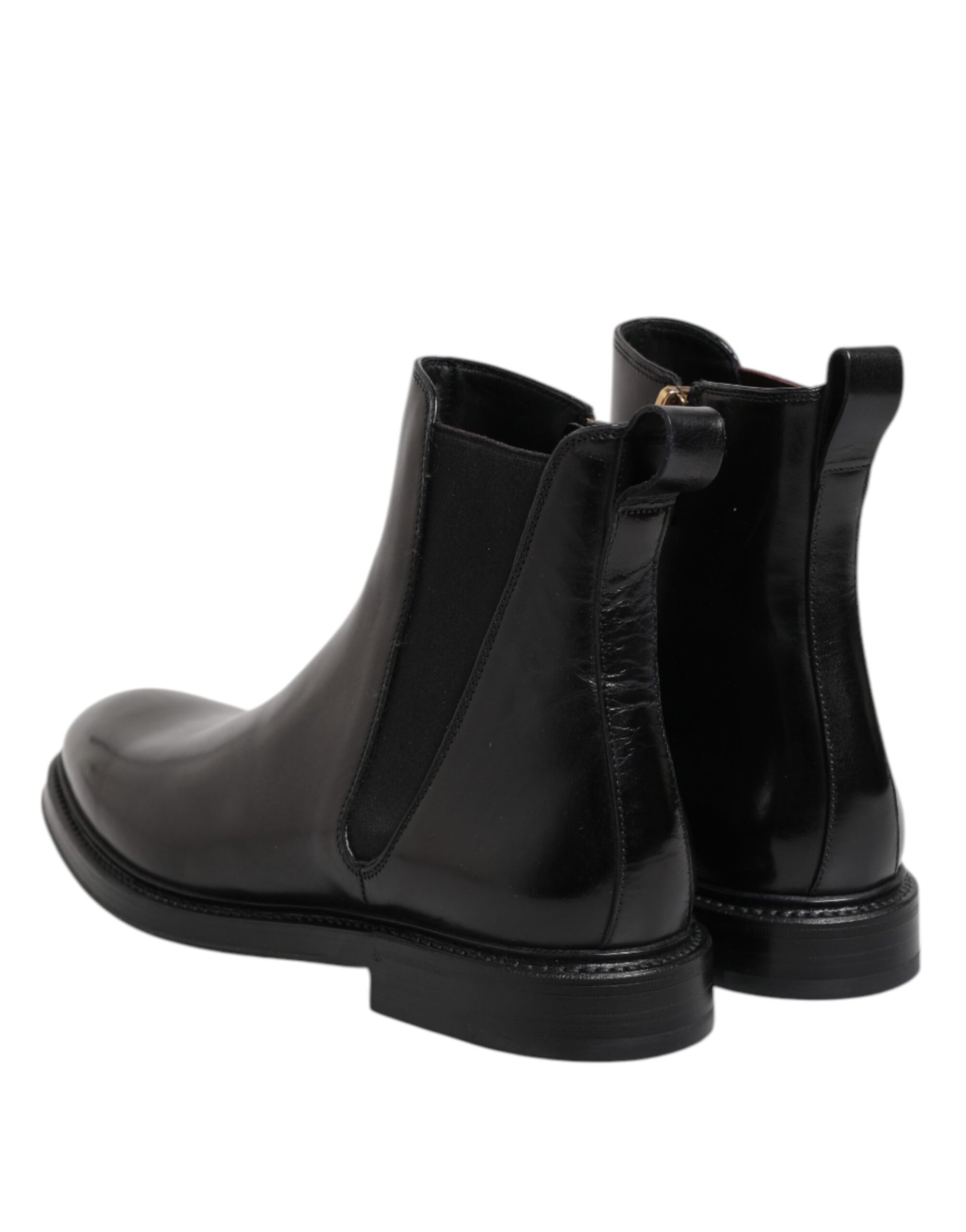Dolce & Gabbana Black Chelsea Leather Mid Calf Boots Shoes - ACCEXO