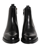 Dolce & Gabbana Black Chelsea Leather Mid Calf Boots Shoes - ACCEXO