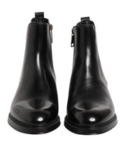 Dolce & Gabbana Black Chelsea Leather Mid Calf Boots Shoes for Men