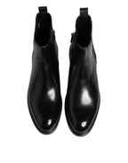 Dolce & Gabbana Black Chelsea Leather Mid Calf Boots Shoes - ACCEXO