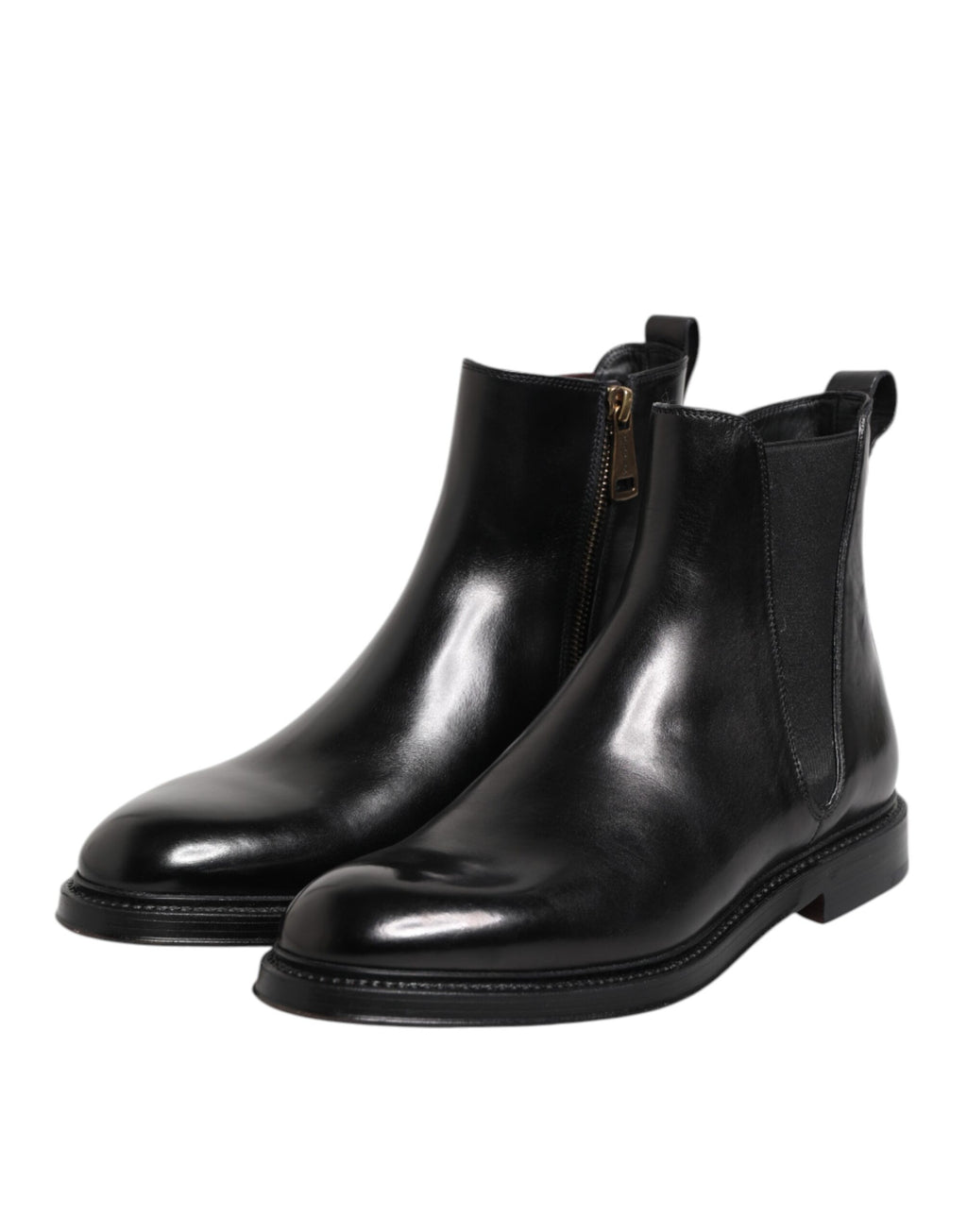 Dolce & Gabbana Black Chelsea Leather Mid Calf Boots Shoes - ACCEXO