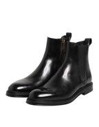 Dolce & Gabbana Black Chelsea Leather Mid Calf Boots Shoes - ACCEXO
