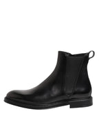 Dolce & Gabbana Black Chelsea Leather Mid Calf Boots Shoes - ACCEXO