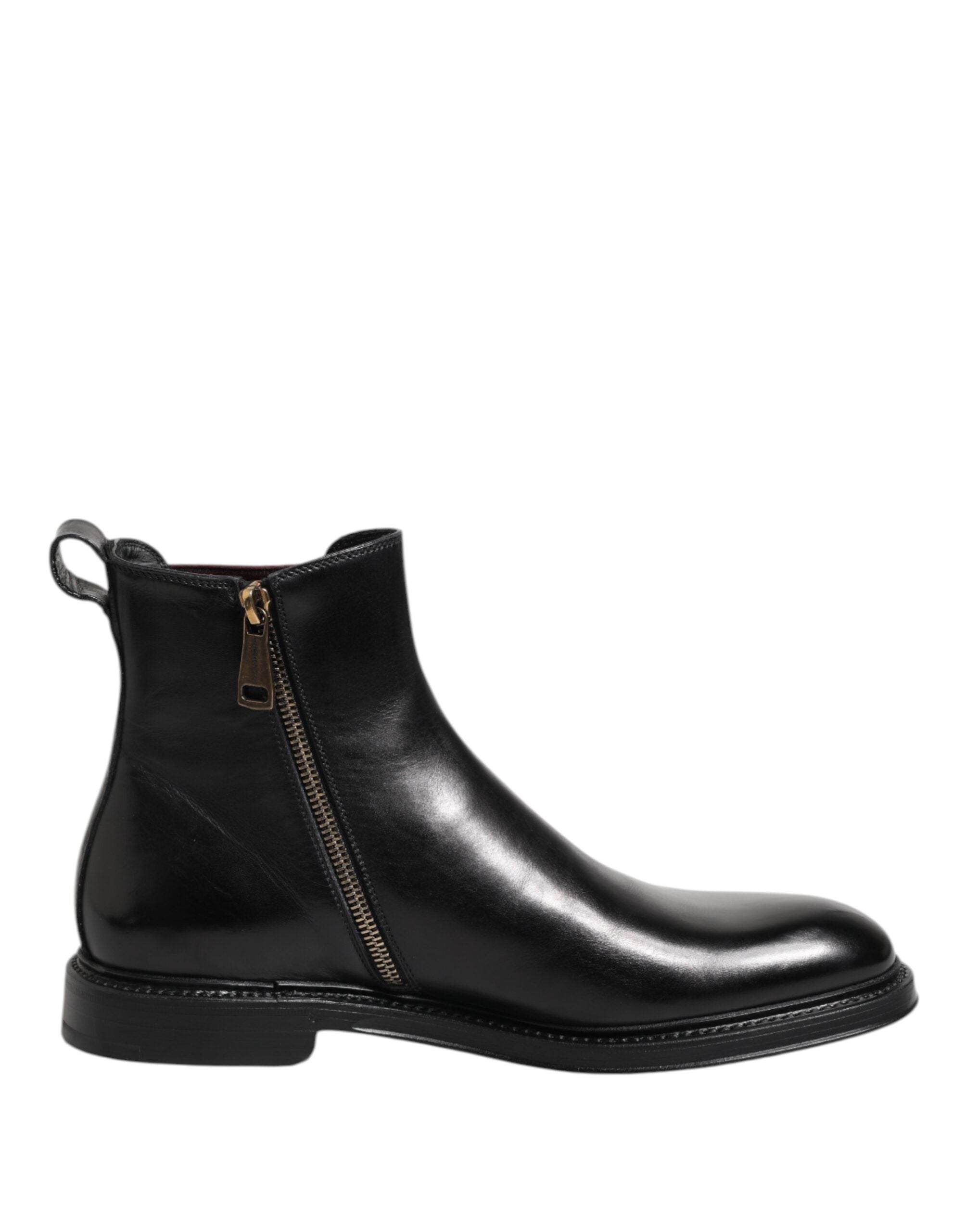 Dolce & Gabbana Black Chelsea Leather Mid Calf Boots Shoes for Men