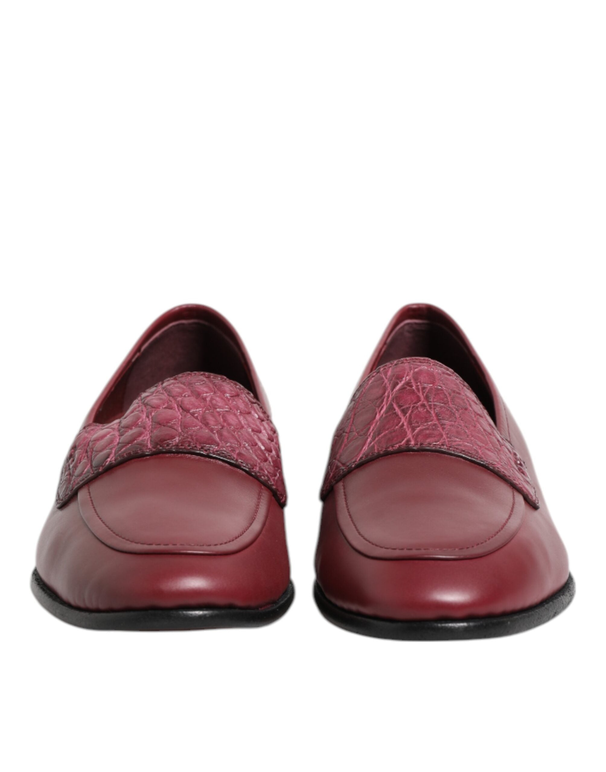 Dolce & Gabbana Burgundy Leather Formal Slip On Shoes Secondary image