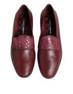 Dolce & Gabbana Burgundy Leather Formal Slip On Shoes - ACCEXO