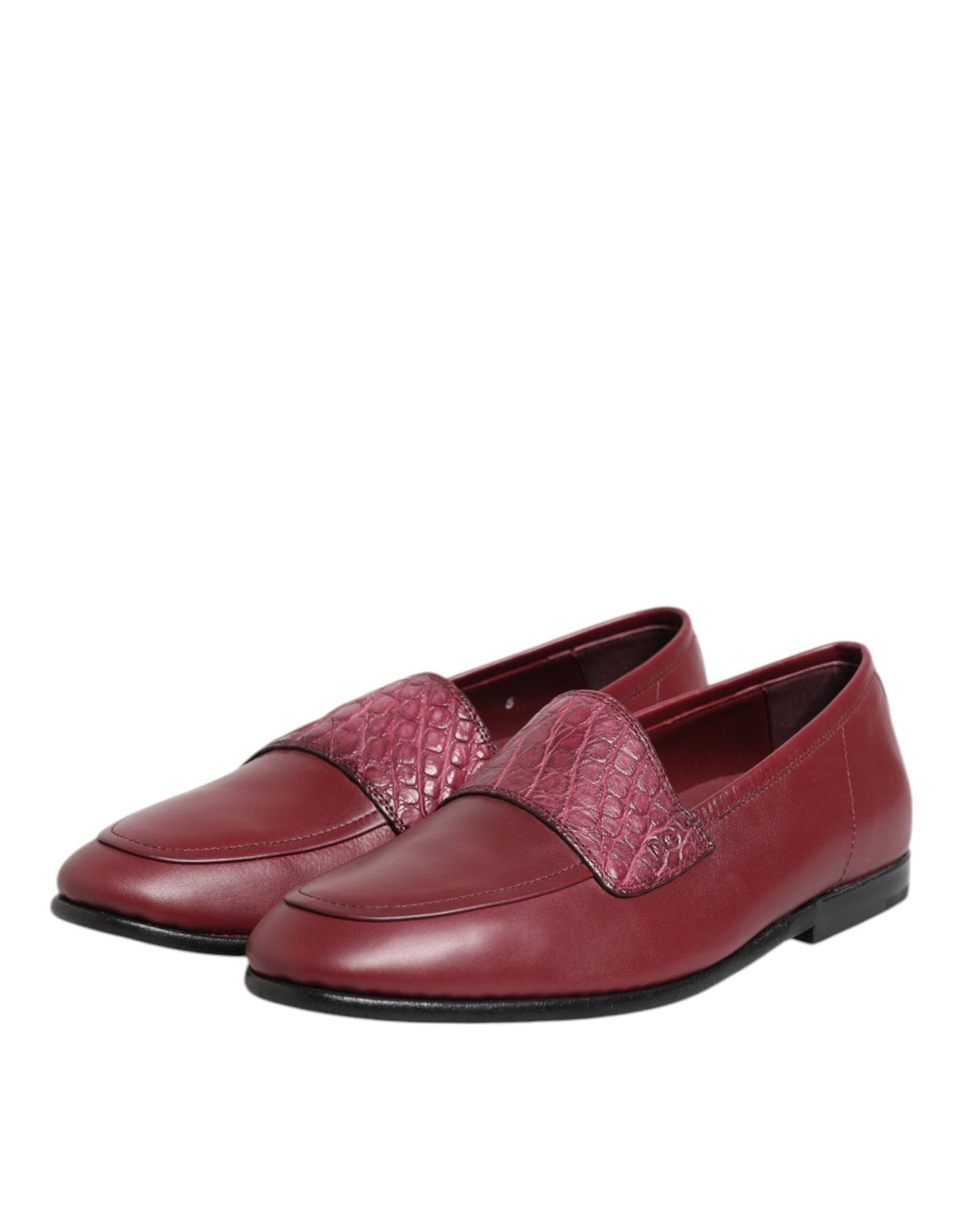 Dolce & Gabbana Burgundy Leather Formal Slip On Shoes - ACCEXO