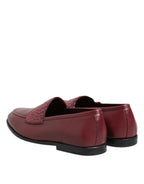 Dolce & Gabbana Burgundy Leather Formal Slip On Shoes - ACCEXO