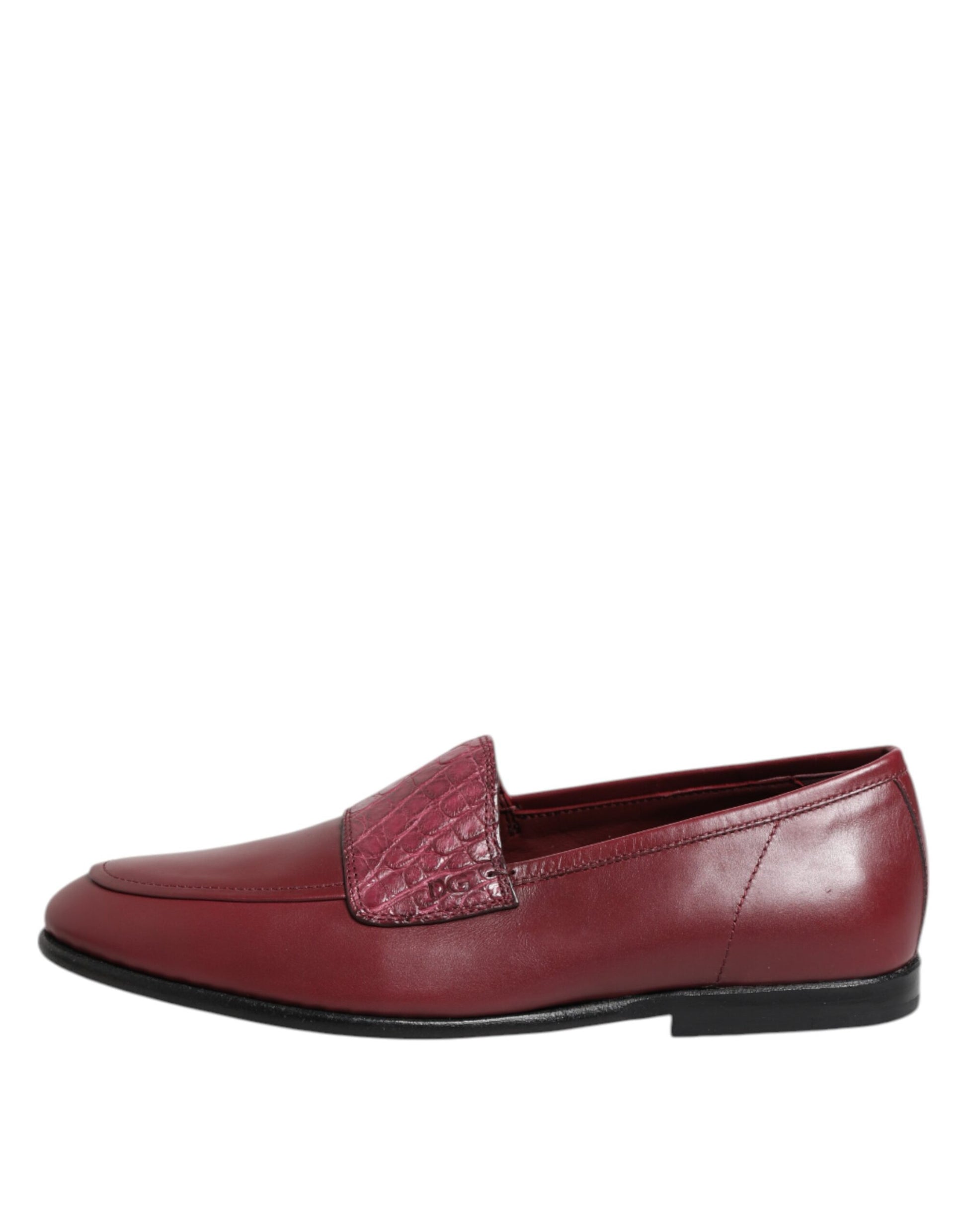 Dolce & Gabbana Burgundy Leather Formal Slip On Shoes - ACCEXO