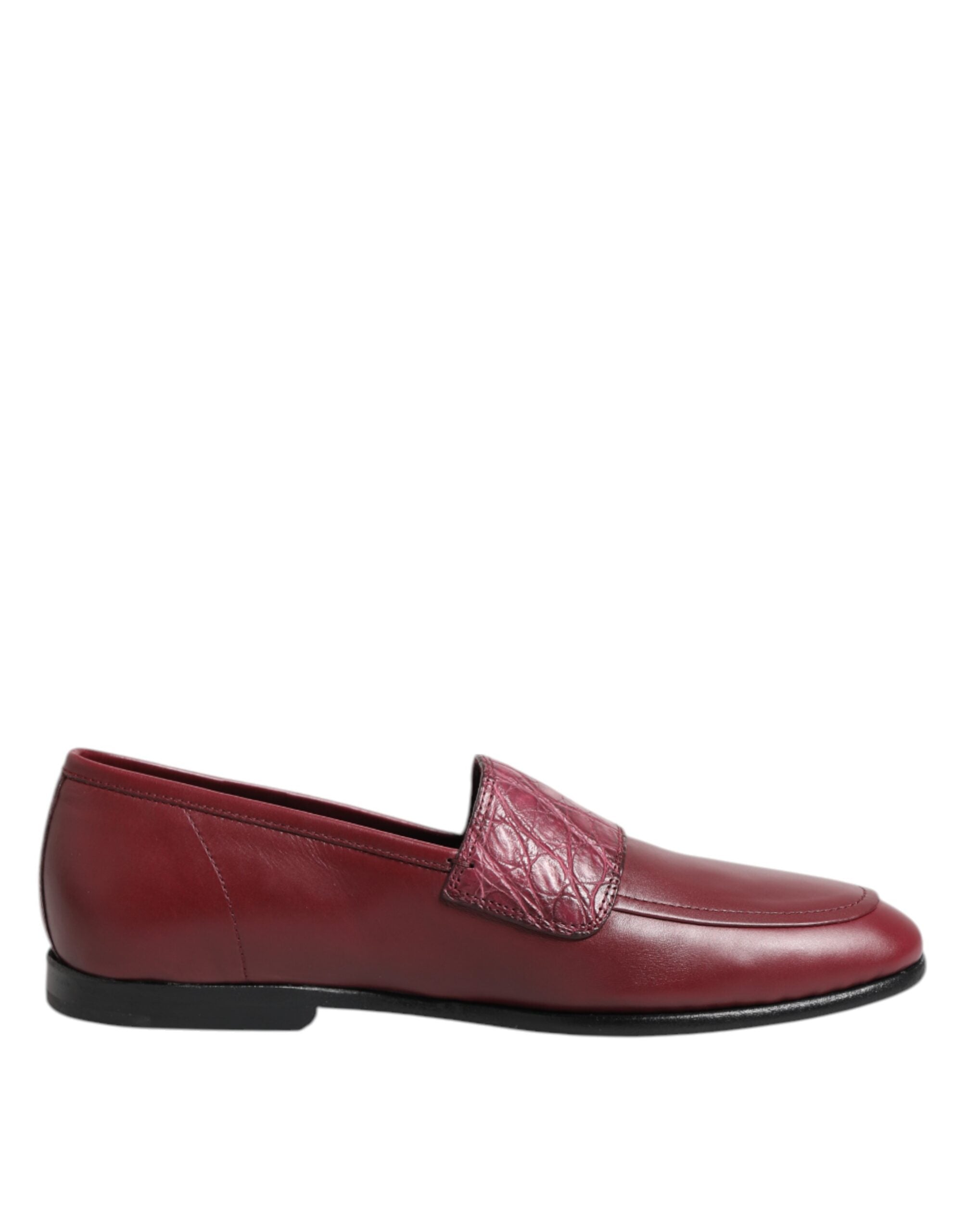 Dolce & Gabbana Burgundy Leather Formal Slip On Shoes - ACCEXO Main image