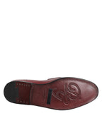 Dolce & Gabbana Burgundy Leather Formal Slip On Shoes - ACCEXO