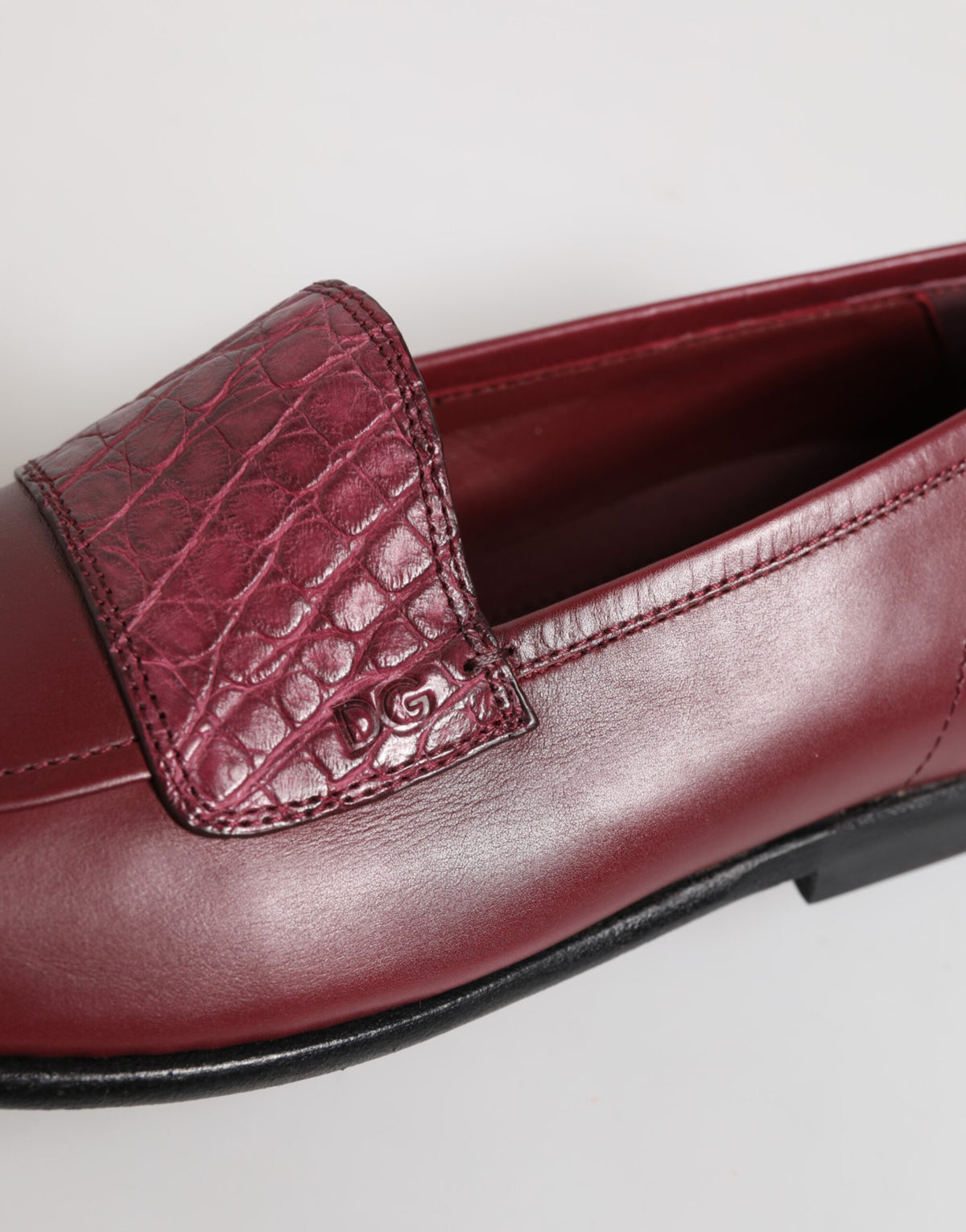 Dolce & Gabbana Burgundy Leather Formal Slip On Shoes for Men