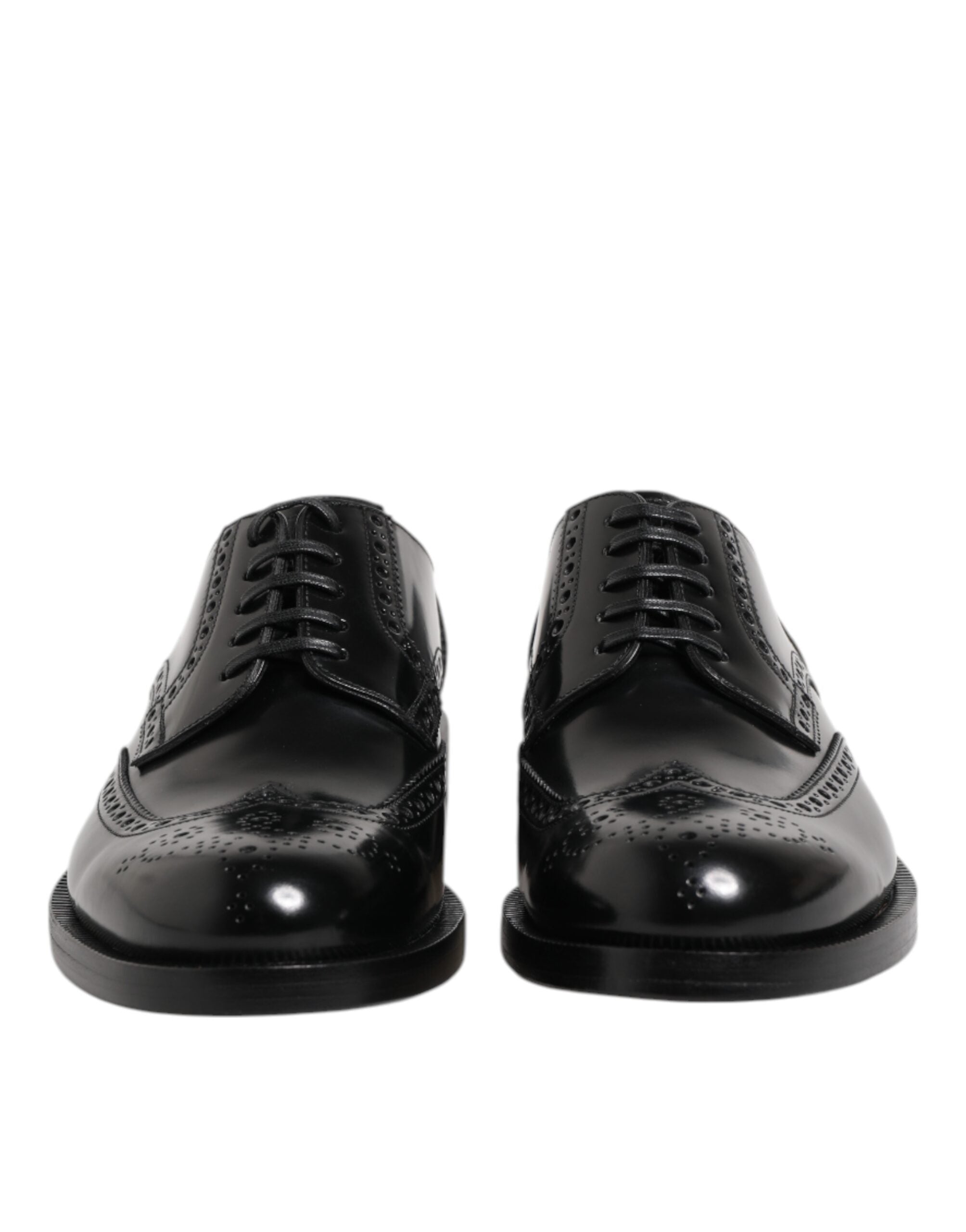 Dolce & Gabbana Black Leather Derby Wingtip Formal Shoes - ACCEXO
