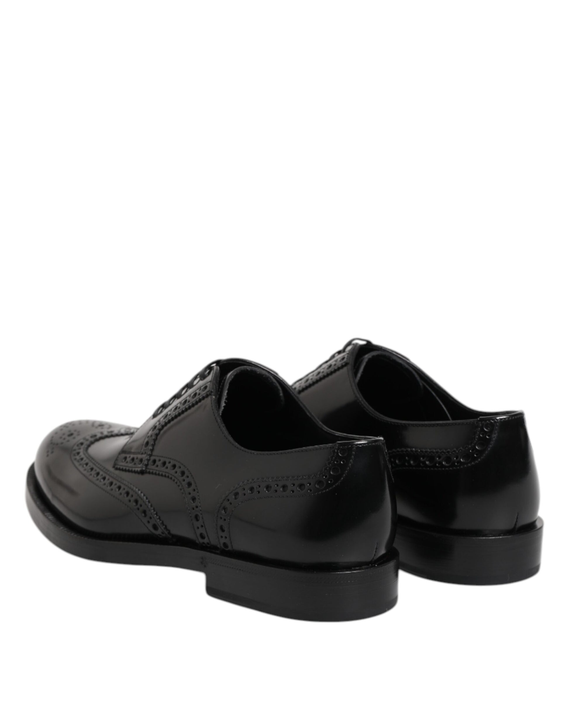 Dolce & Gabbana Black Leather Derby Wingtip Formal Shoes - ACCEXO