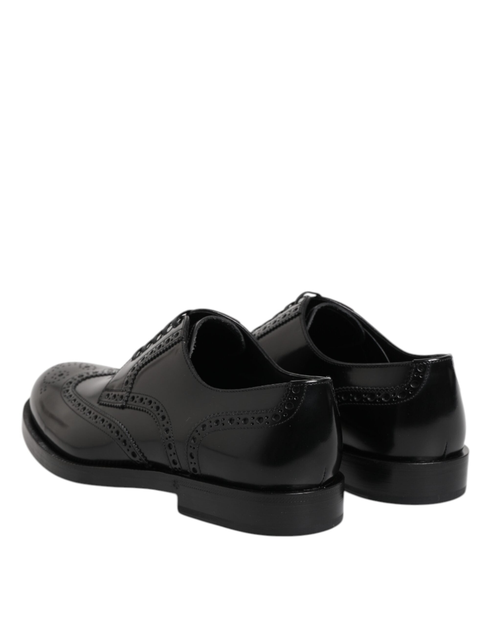 Dolce & Gabbana Black Leather Derby Wingtip Formal Shoes - ACCEXO