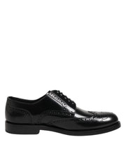 Dolce & Gabbana Black Leather Derby Wingtip Formal Shoes - ACCEXO