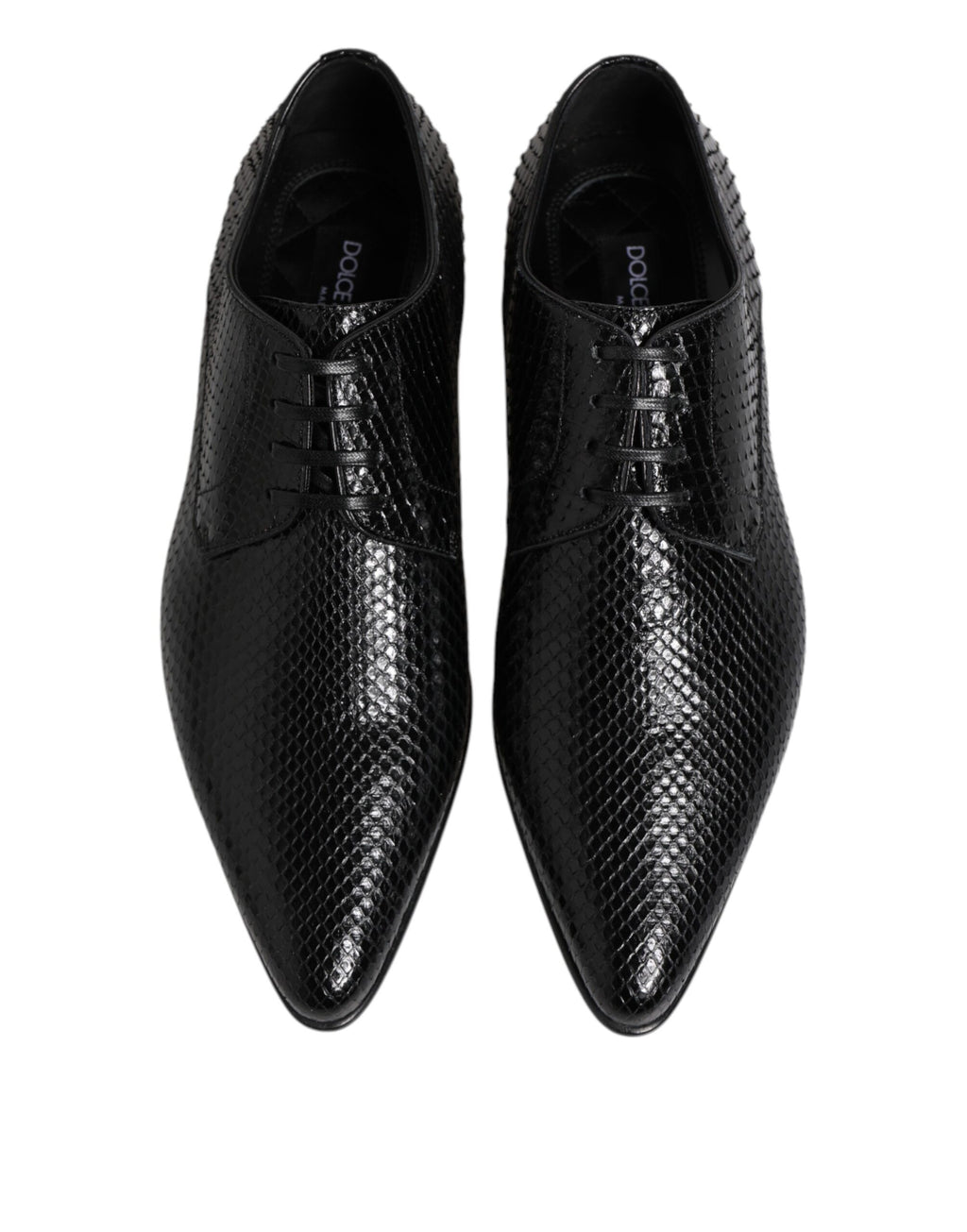 Dolce & Gabbana Black Exotic Leather Lace Up Derby Shoes - ACCEXO