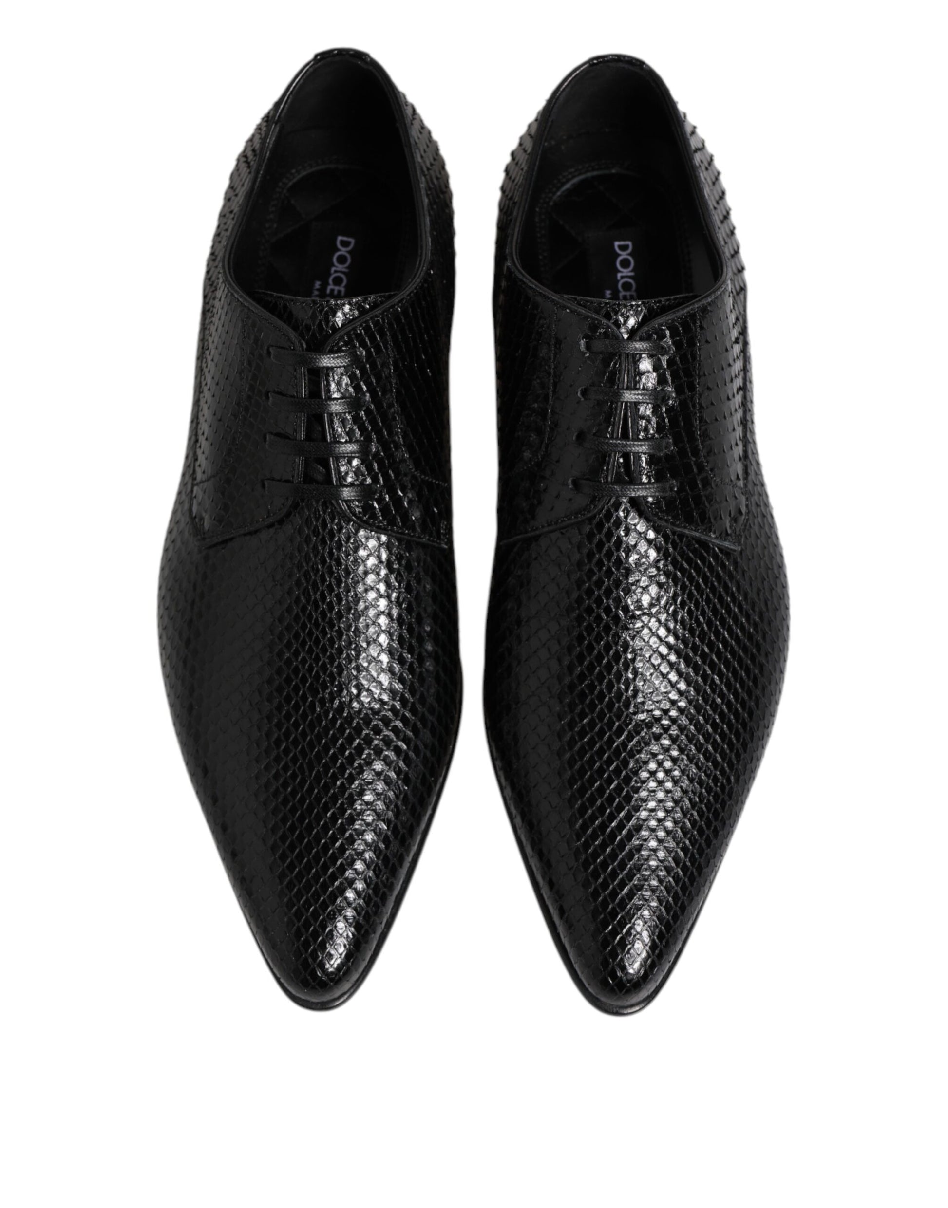 Dolce & Gabbana Black Exotic Leather Lace Up Derby Shoes - ACCEXO