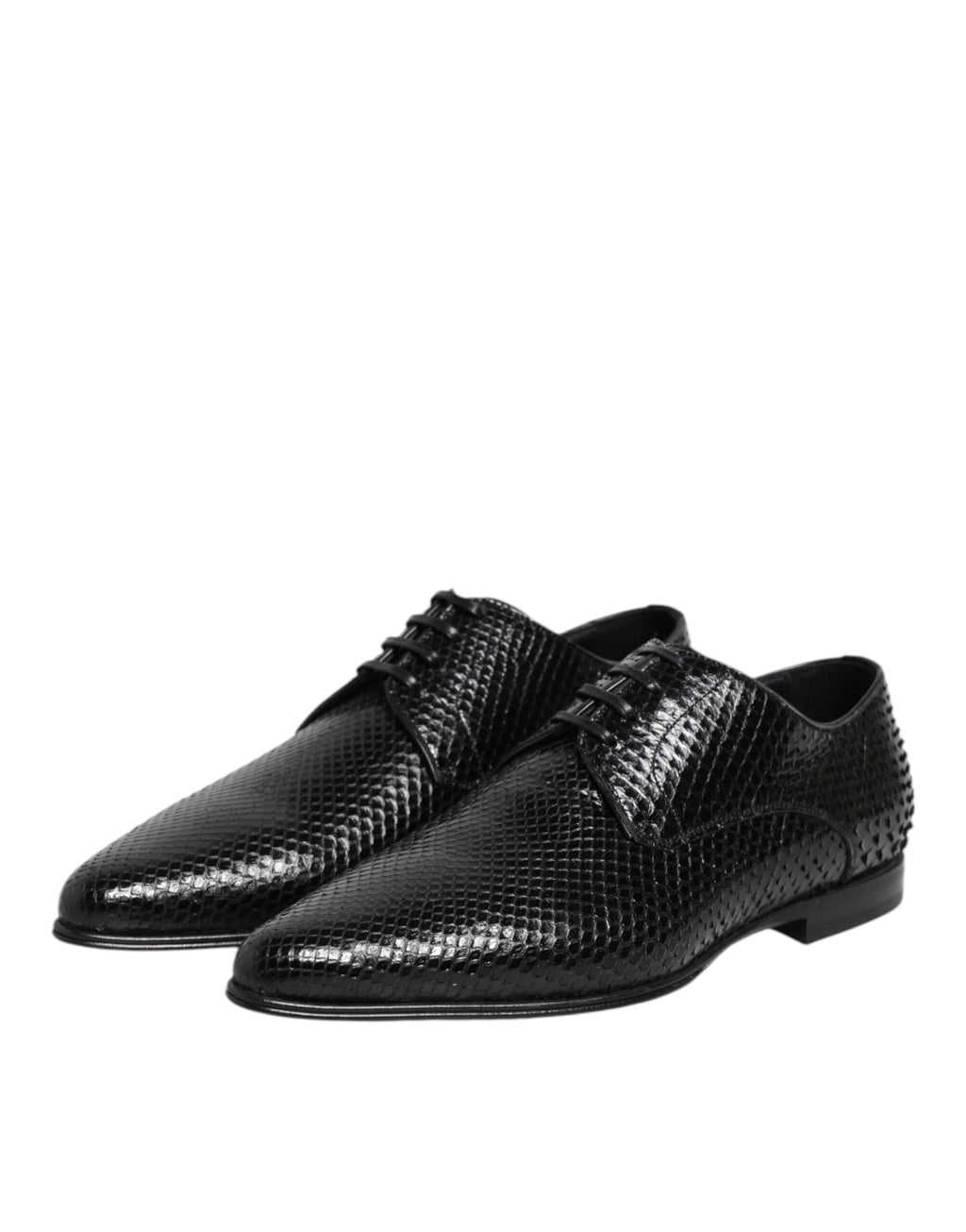 Dolce & Gabbana Black Exotic Leather Lace Up Derby Shoes - ACCEXO