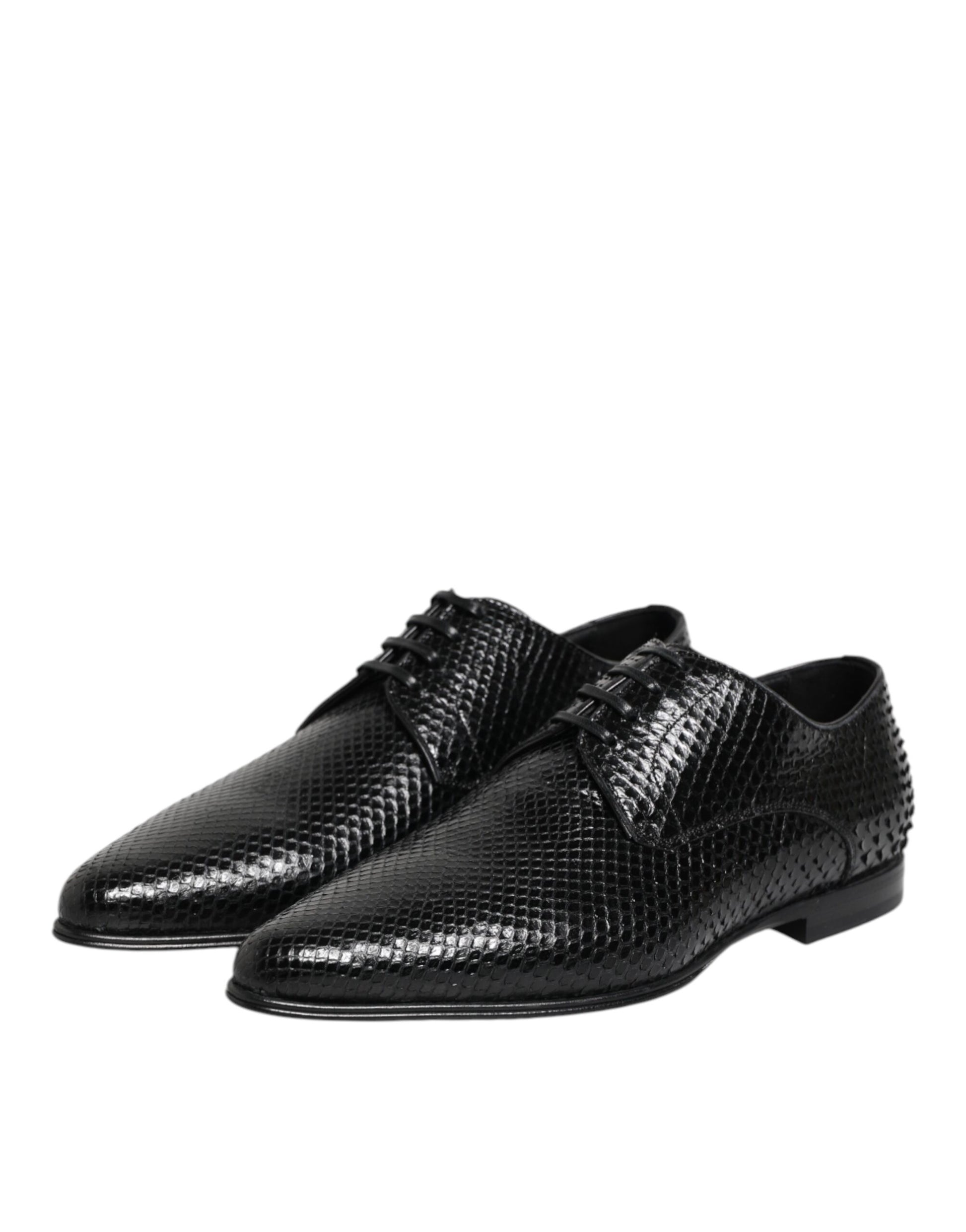 Dolce & Gabbana Black Exotic Leather Lace Up Derby Shoes - ACCEXO