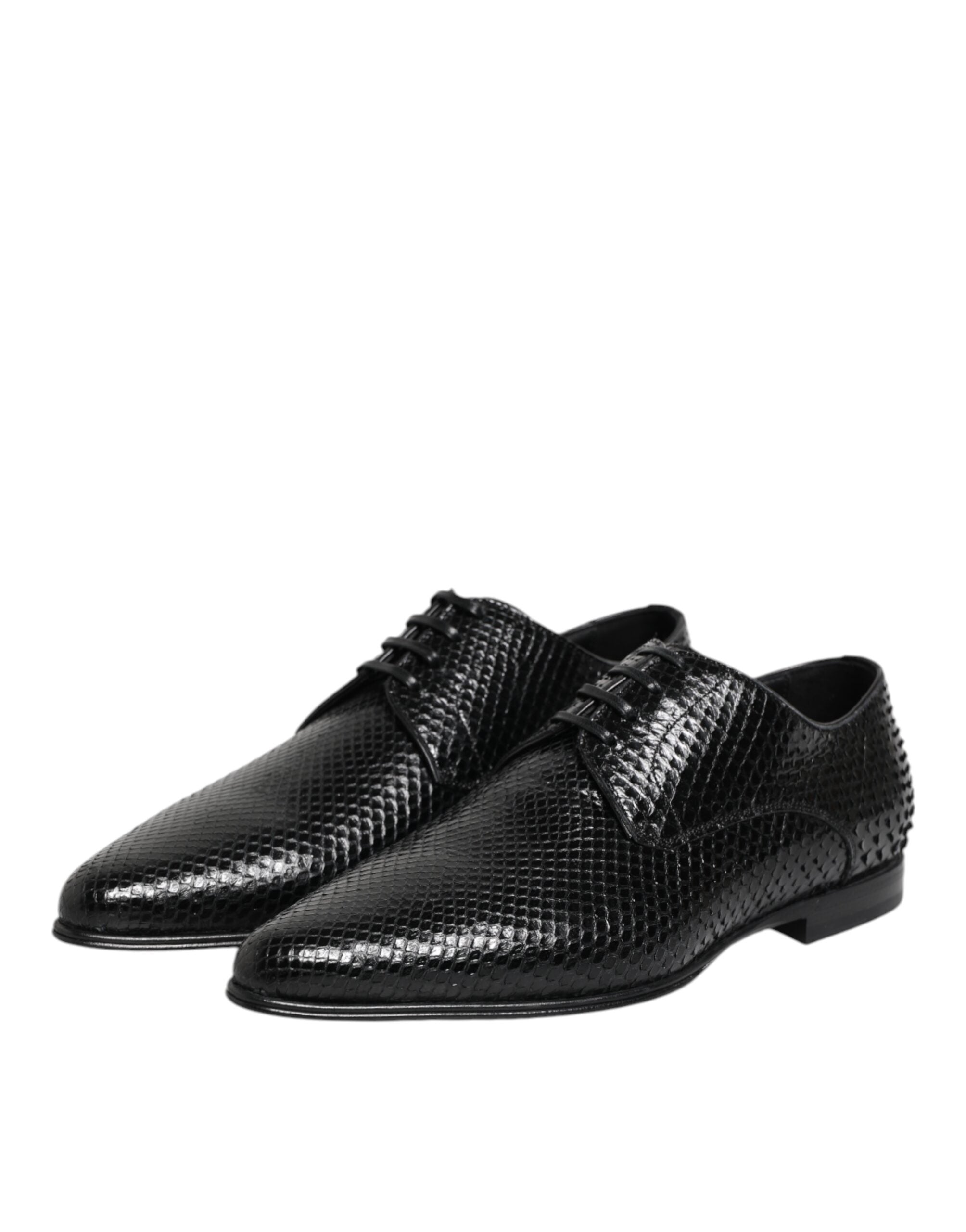 Dolce & Gabbana Black Exotic Leather Lace Up Derby Shoes - ACCEXO